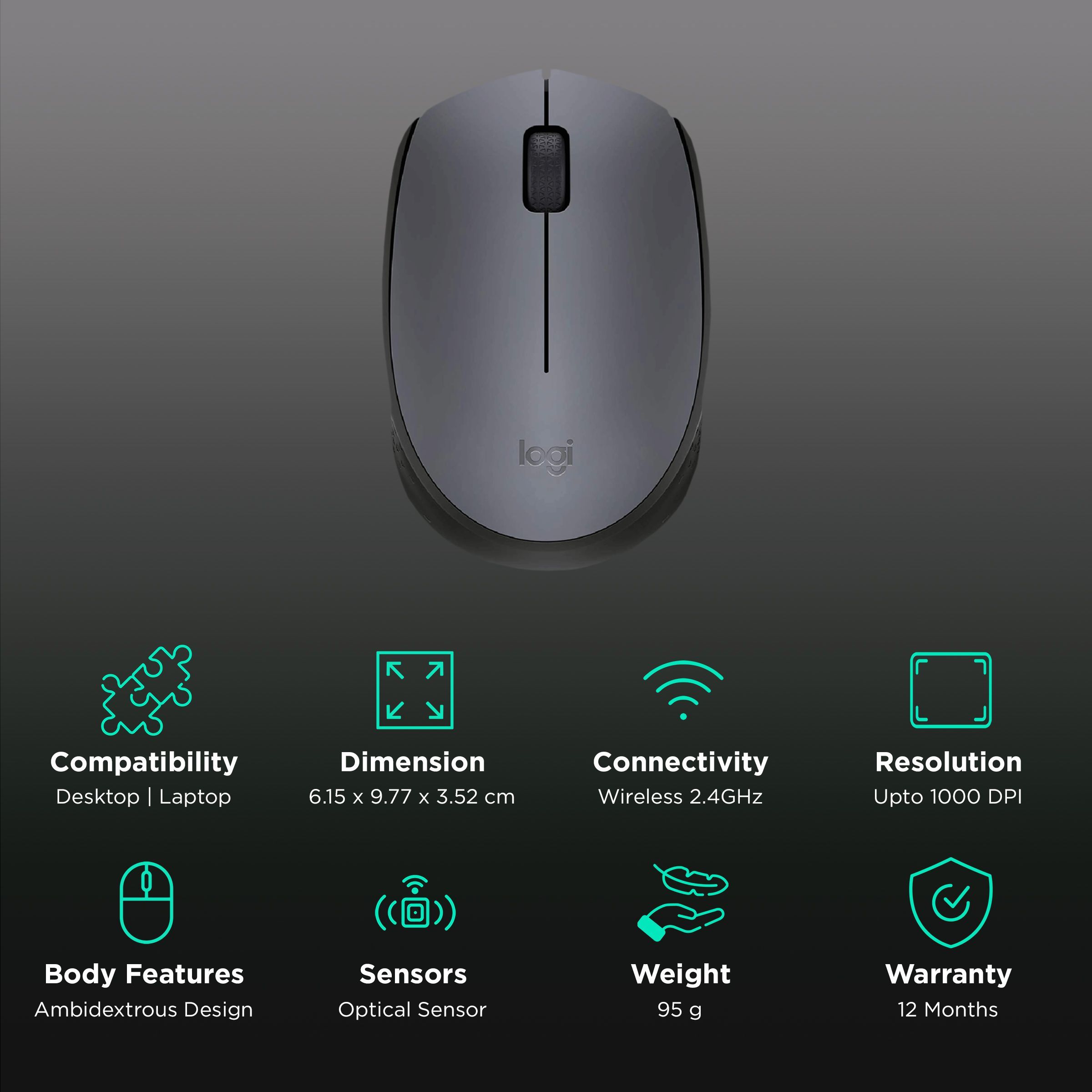 logitech M170 Wireless Optical Mouse (1000 DPI, Plug & Play, Grey & Black) logitech M170 Wireless Optical Mouse (1000 DPI, Plug & Play, Grey & Black)_2