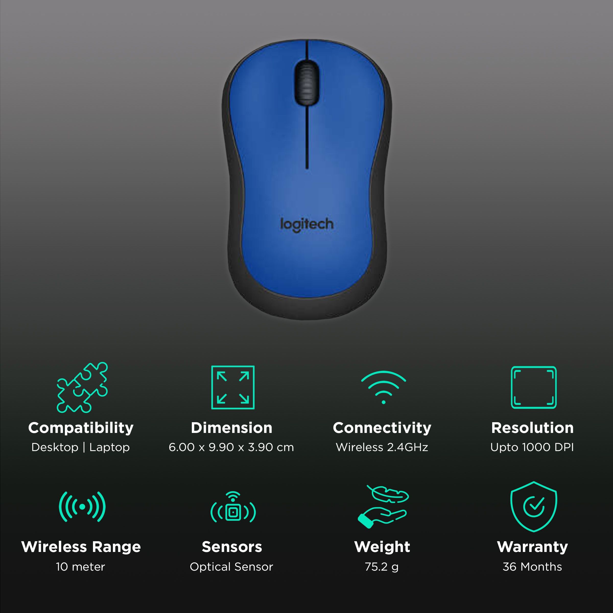 logitech M221 Wireless Optical Mouse with Silent Click Buttons (1000 DPI, Plug & Play, Blue) logitech M221 Wireless Optical Mouse with Silent Click Buttons (1000 DPI, Plug & Play, Blue)_2