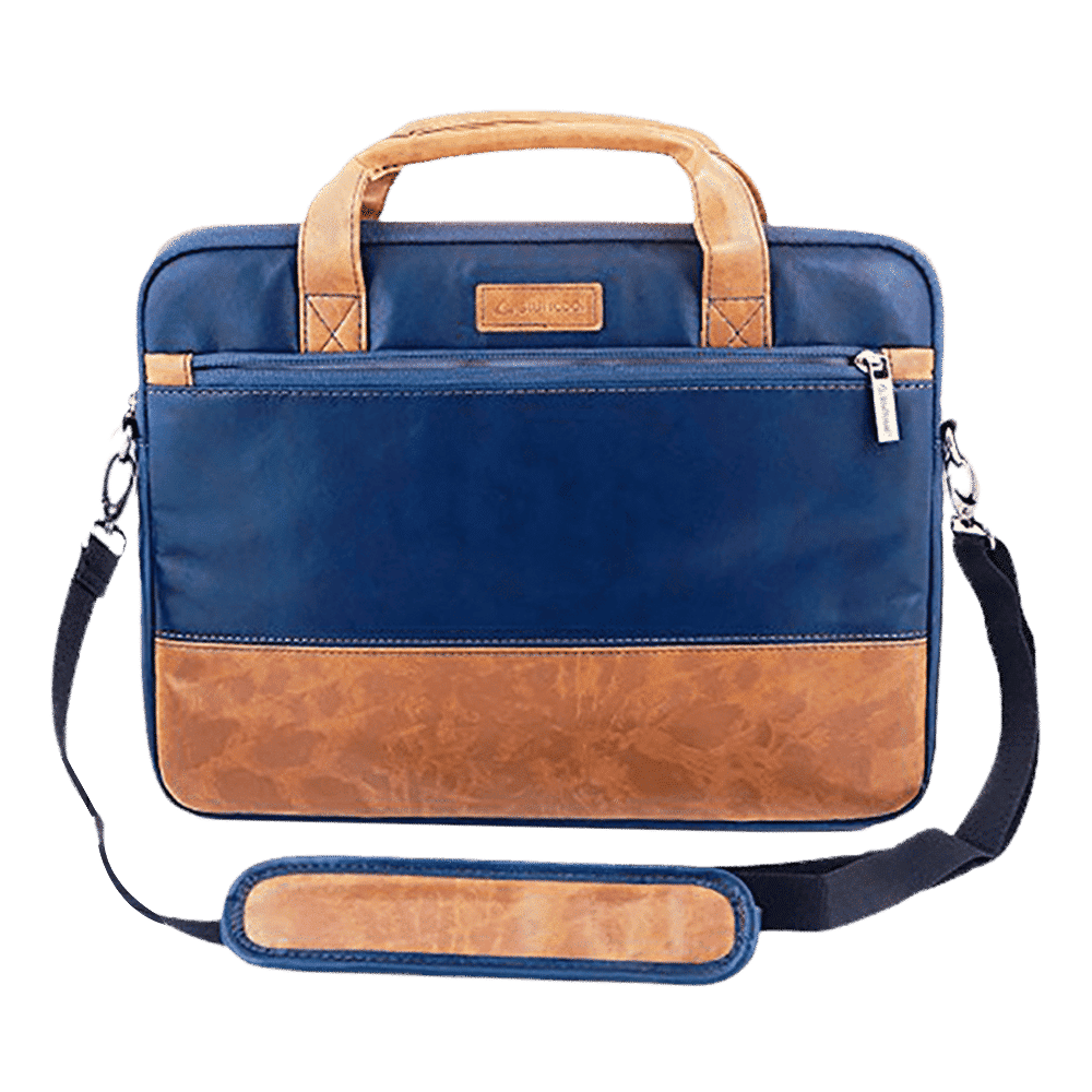 stuffcool Lush Faux Leather Laptop Sling Bag for 14 Inch Laptop (Detachable & Adjustable Shoulder Strap, Blue/Brown) stuffcool Lush Faux Leather Laptop Sling Bag for 14 Inch Laptop (Detachable & Adjustable Shoulder Strap, Blue/Brown)_6