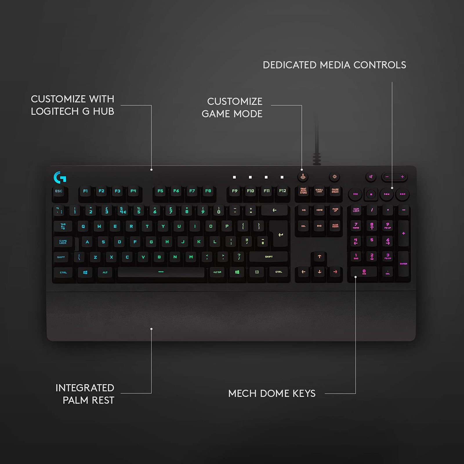 logitech G213 Prodigy Wired Gaming Keyboard with Backlit Keys (Spill Resistant, Black)_11