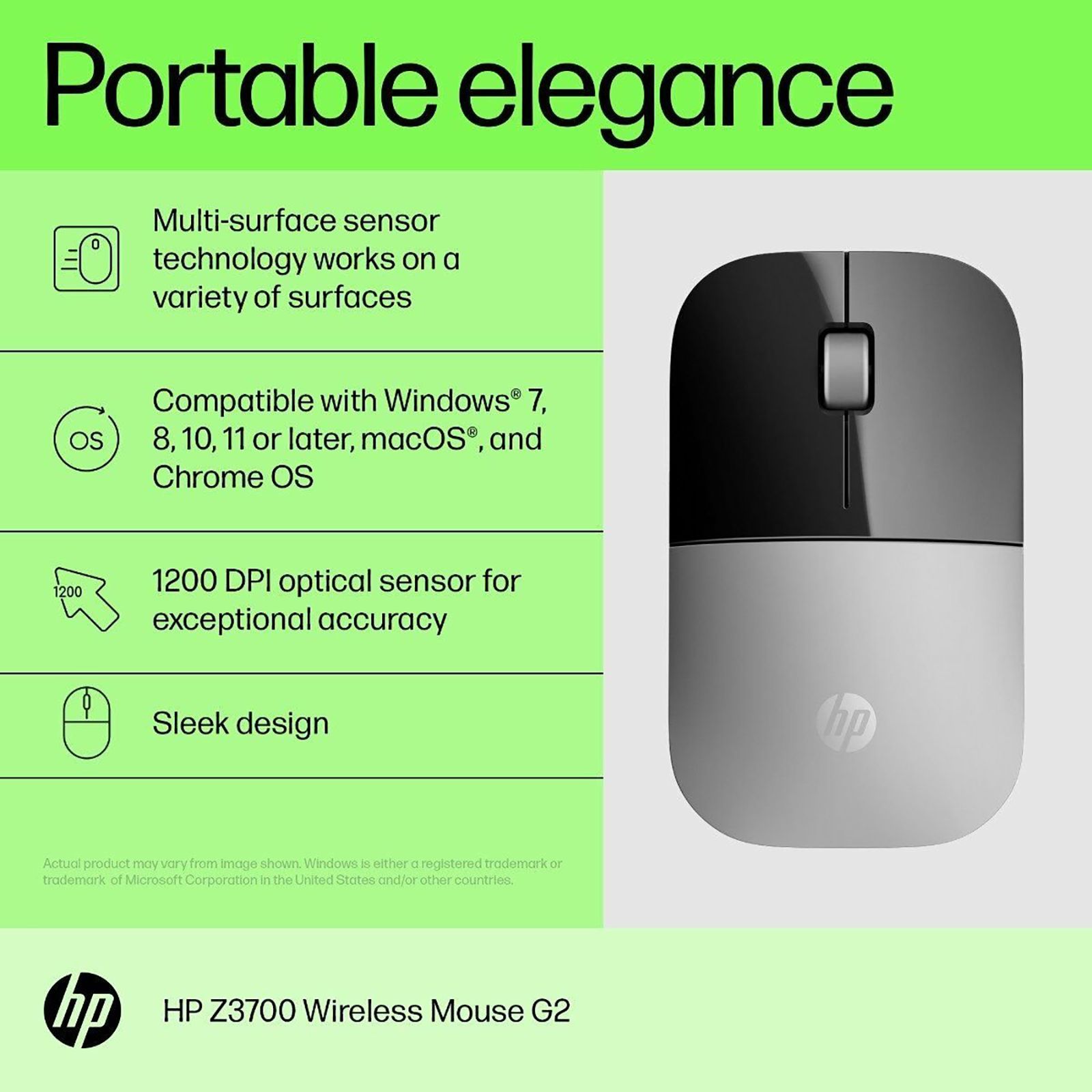 HP Z3700 Bluetooth & 2.4GHz Wireless Optical Mouse (1200 DPI, Sleek Design, Silver & Black)_7