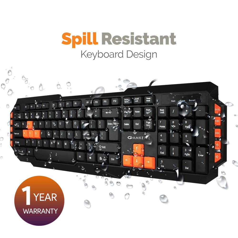 AMKETTE Xcite Pro Wired Keyboard & Mouse Combo (1000 DPI, Spill Resistant, Black)_3