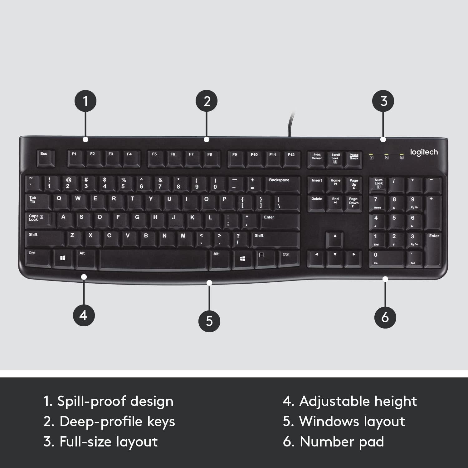 logitech K120 Wired Keyboard with Number Pad (Spill Resistant, Black)_12