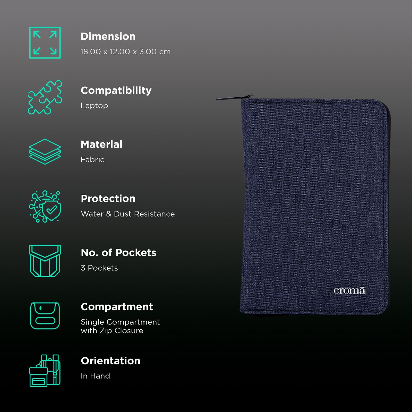 Croma Fabric Travel Organiser Bag ( Blue)_2