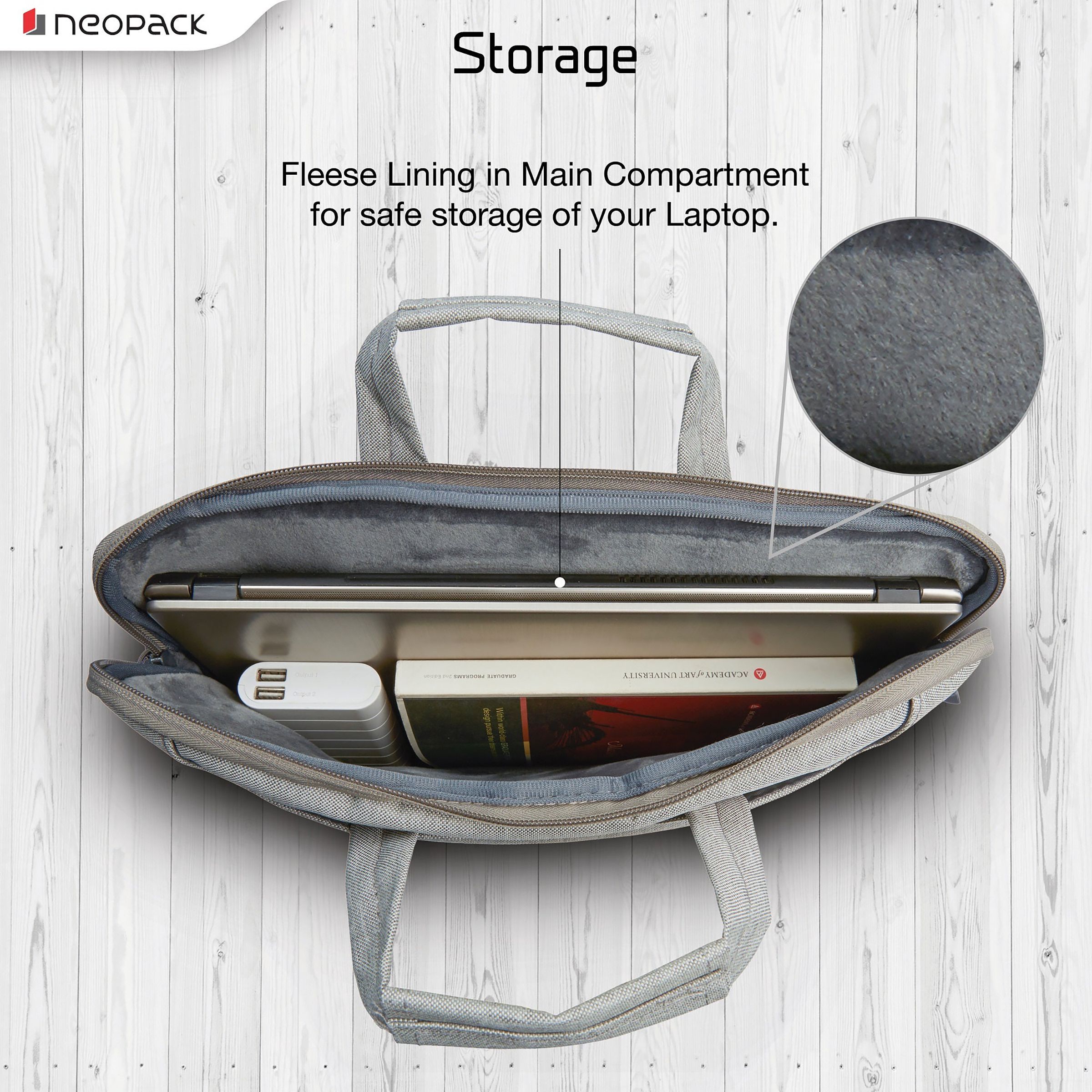 neopack Svelte Nylon Laptop Sling Bag for 13.3 & 14.2 Inch Laptop (Lightweight, Stone Grey)_6