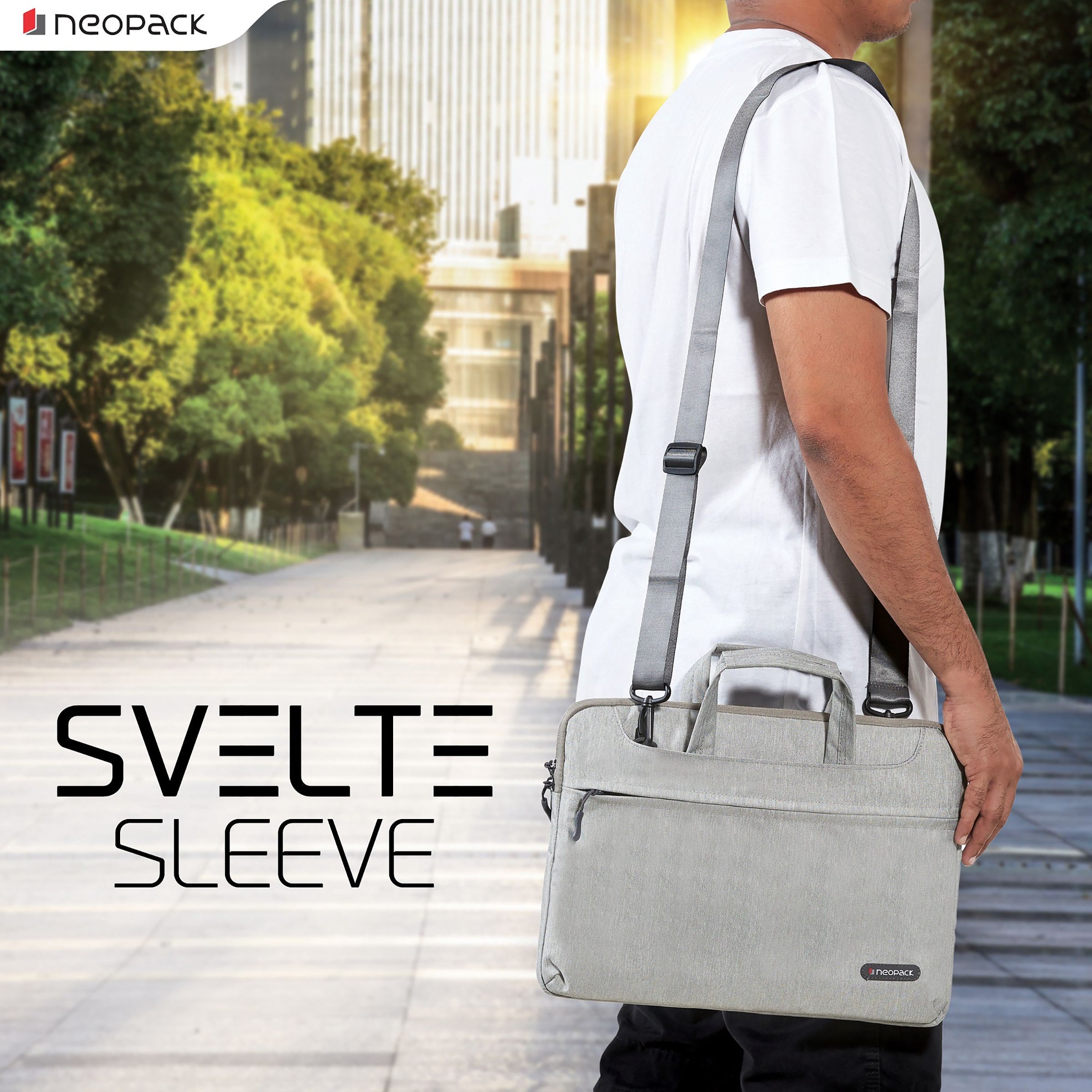 neopack Svelte Nylon Laptop Sling Bag for 13.3 & 14.2 Inch Laptop (Lightweight, Stone Grey)_7
