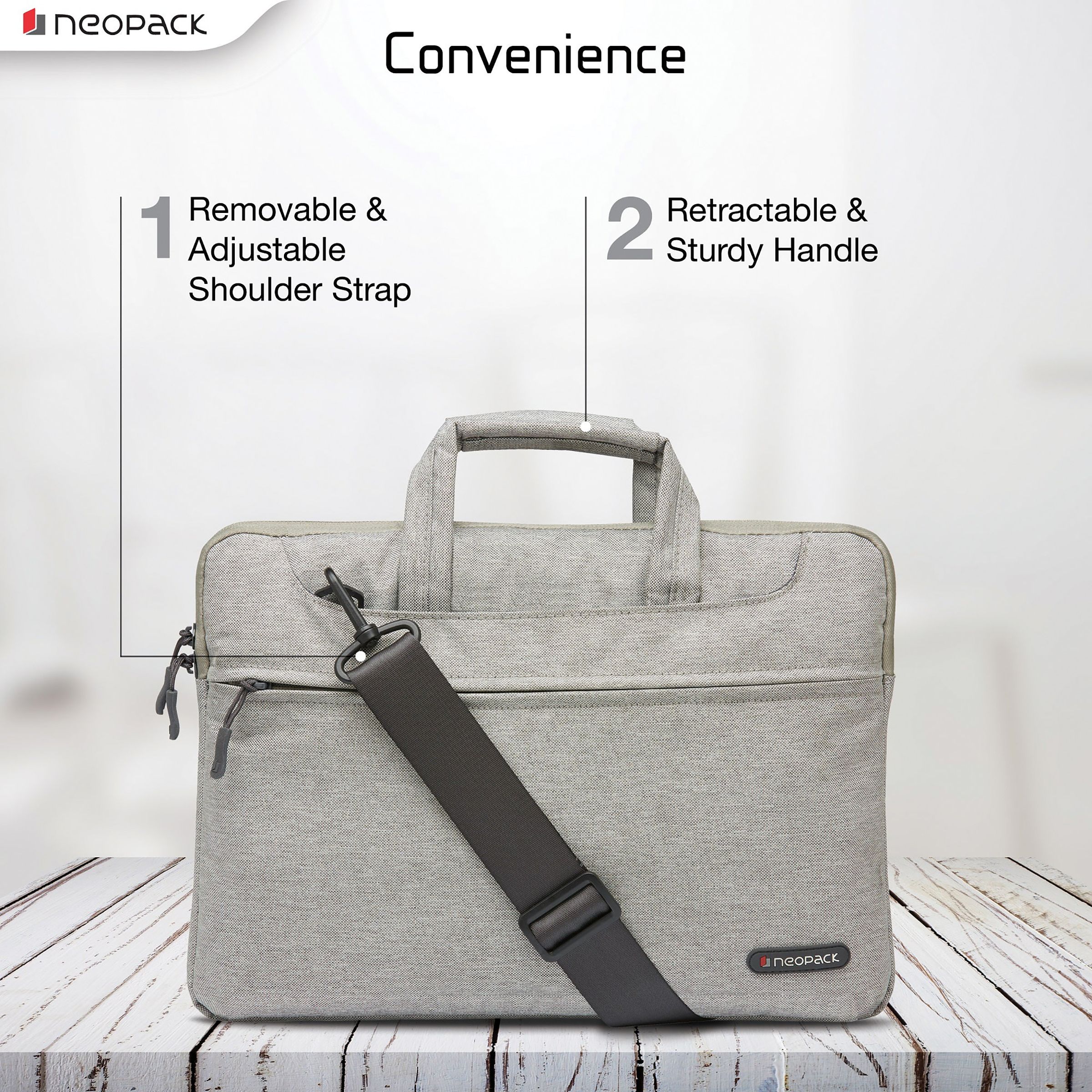 neopack Svelte Nylon Laptop Sling Bag for 13.3 & 14.2 Inch Laptop (Lightweight, Stone Grey)_8
