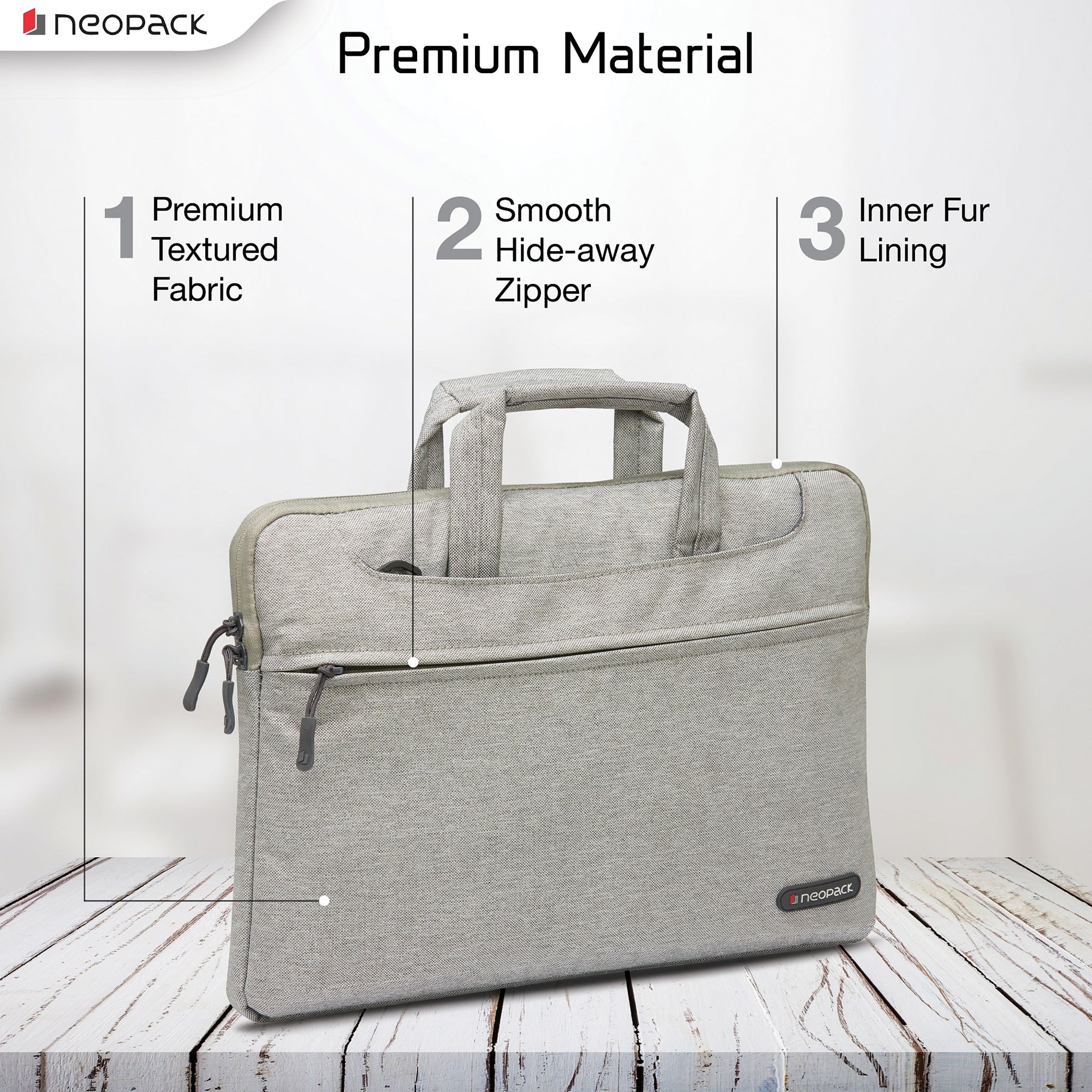 neopack Svelte Nylon Laptop Sling Bag for 13.3 & 14.2 Inch Laptop (Lightweight, Stone Grey)_11