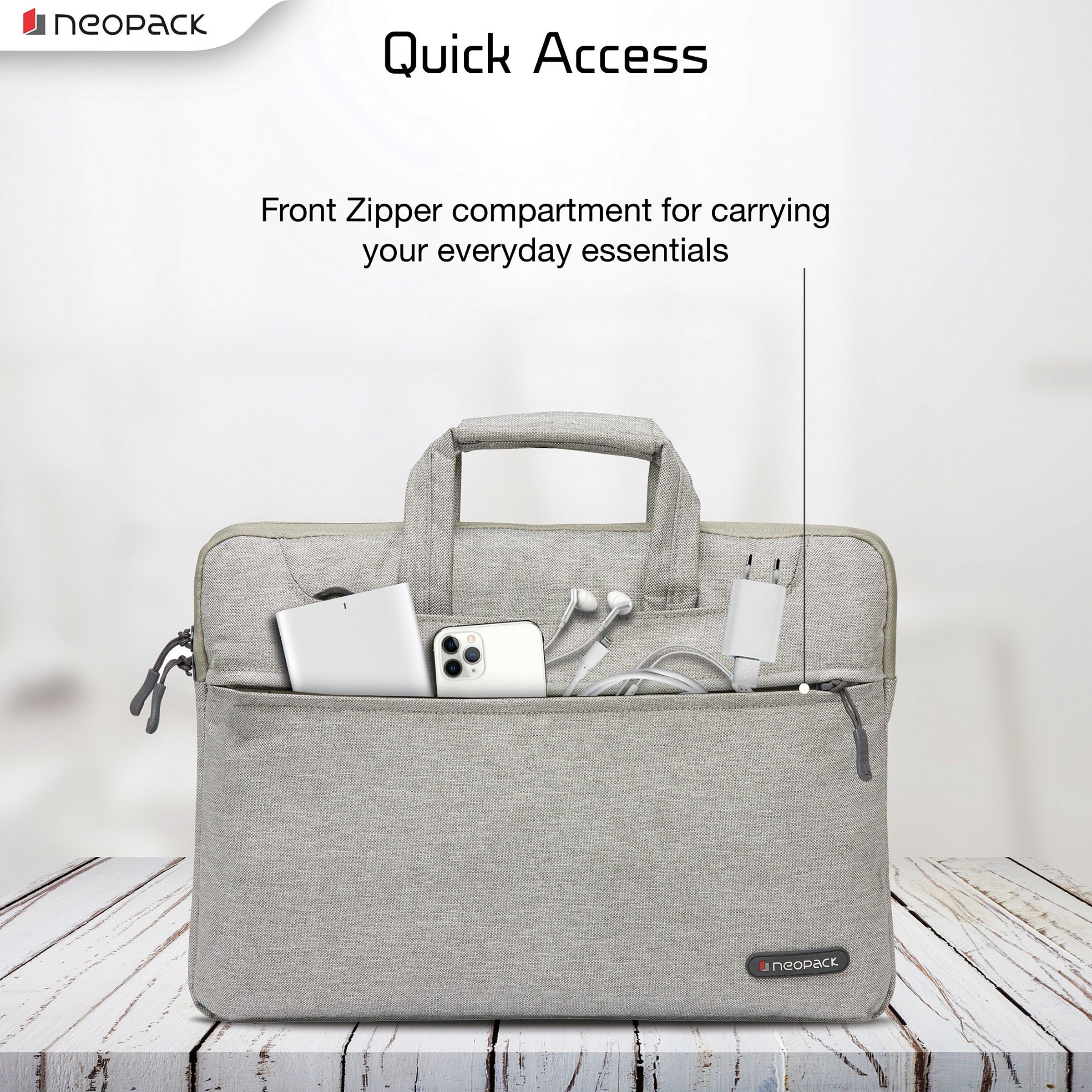 neopack Svelte Nylon Laptop Sling Bag for 13.3 & 14.2 Inch Laptop (Lightweight, Stone Grey)_5