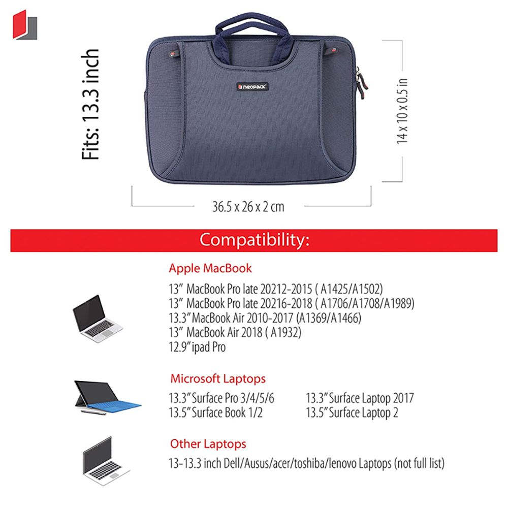 neopack Lycra Fabric, Neoprene Laptop Sleeve for 13.3 & 14.2 Inch Laptop (Water Resistant, Navy Blue)_8
