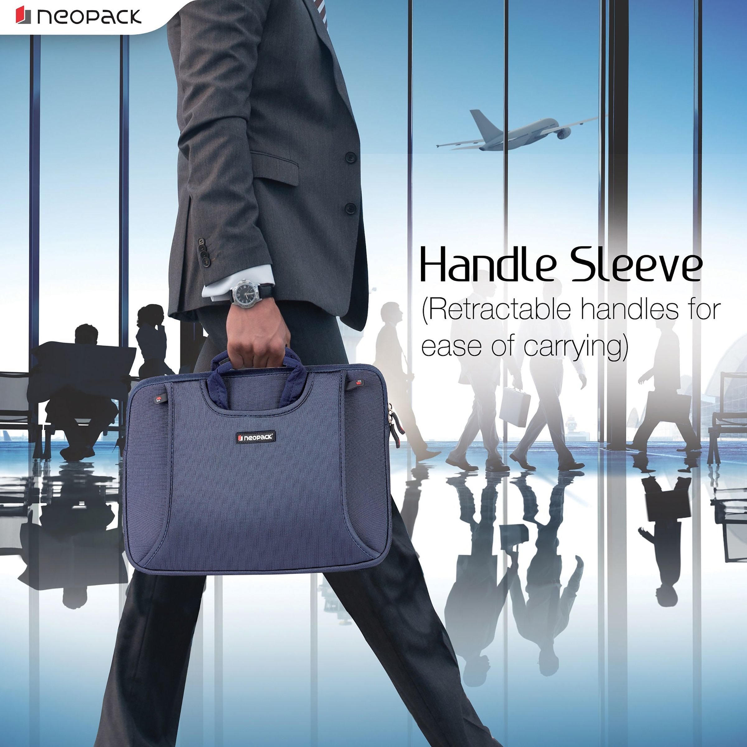 neopack Lycra Fabric, Neoprene Laptop Sleeve for 13.3 & 14.2 Inch Laptop (Water Resistant, Navy Blue)_5
