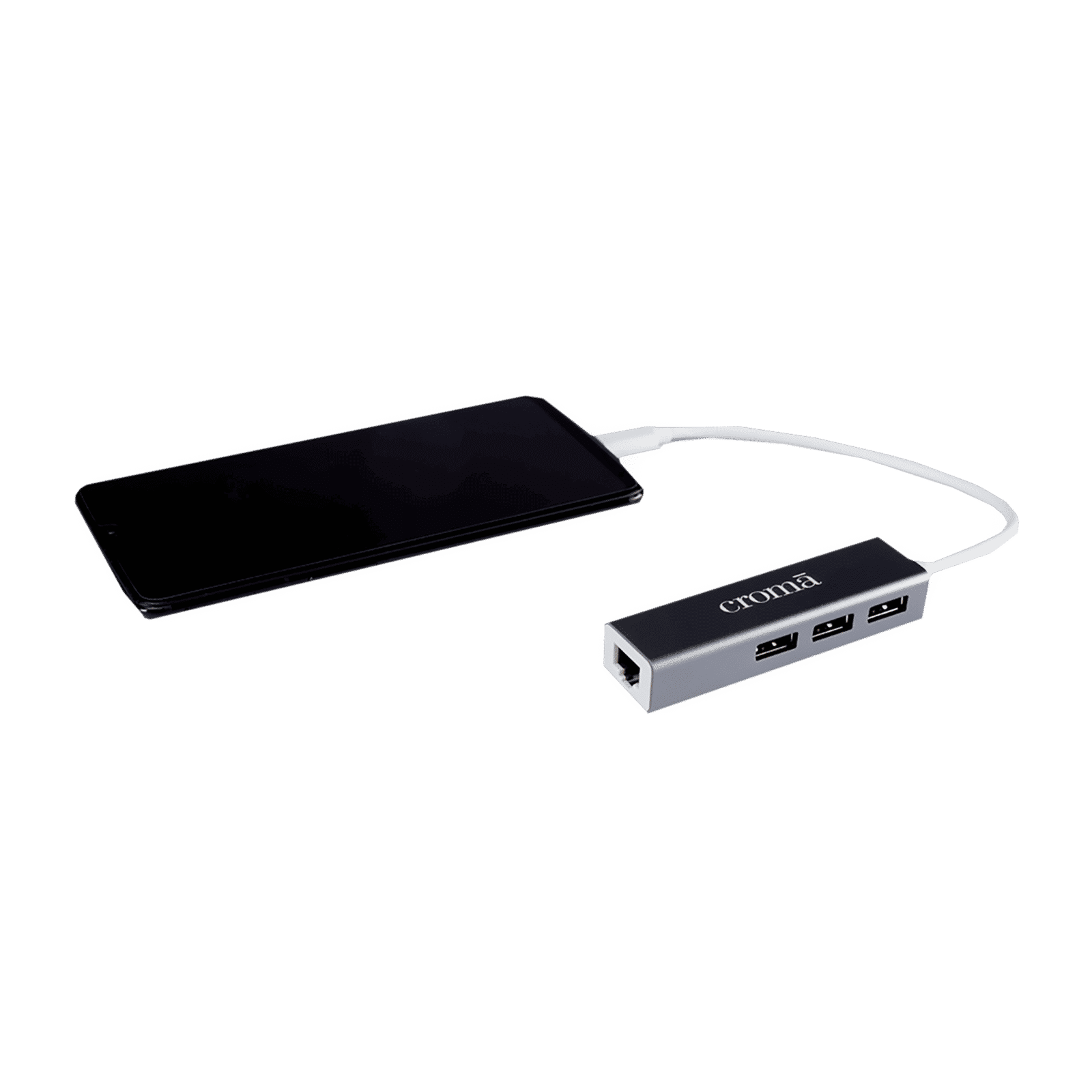 Croma USB 3.0 Type C to USB 3.0 Type A, LAN Port USB Hub (Up to 100 Mbps Speed, Black)_4