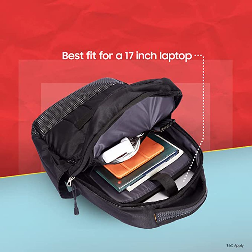 Croma Premium Fabric Laptop Backpack for 17 Inch Laptop (Water Resistant, Black)_7