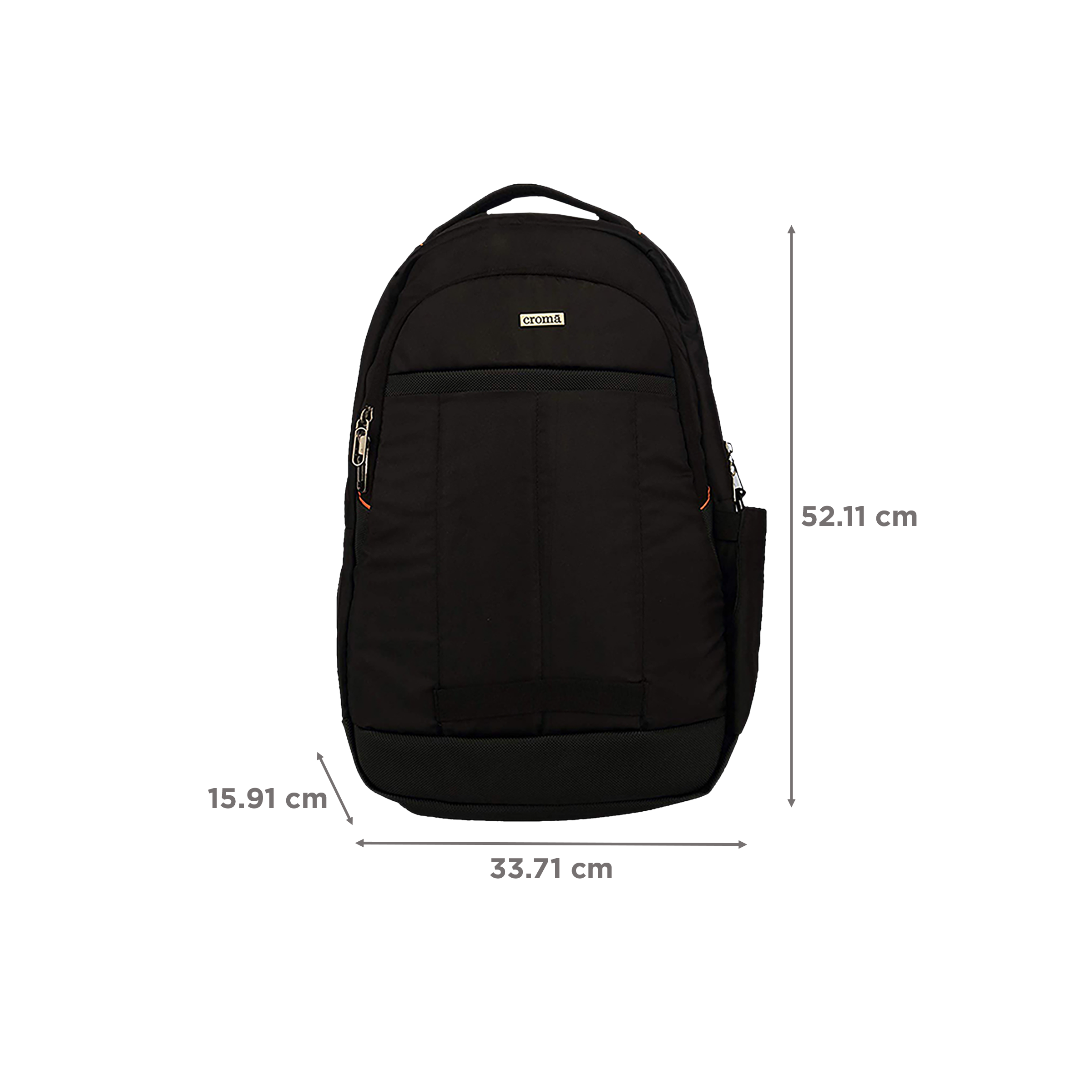 Croma Premium Fabric Laptop Backpack for 17 Inch Laptop (Water Resistant, Black)_3