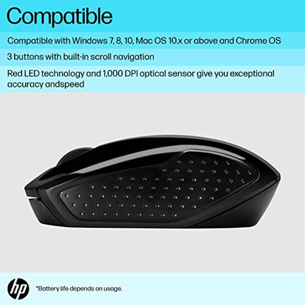 HP 200 Wireless Optical Mouse (1000 DPI, Ergonomic Design, Black)_7