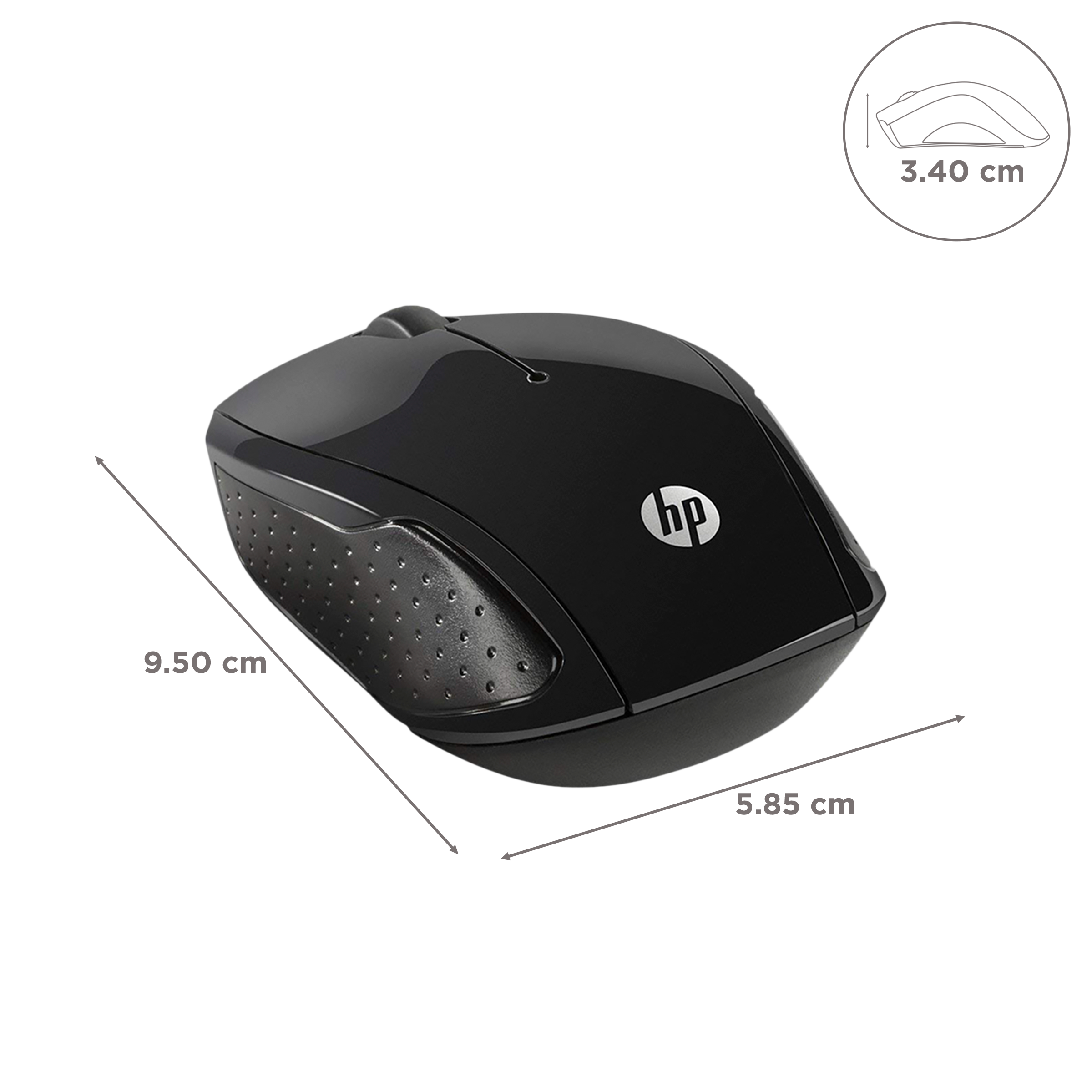HP 200 Wireless Optical Mouse (1000 DPI, Ergonomic Design, Black)_3