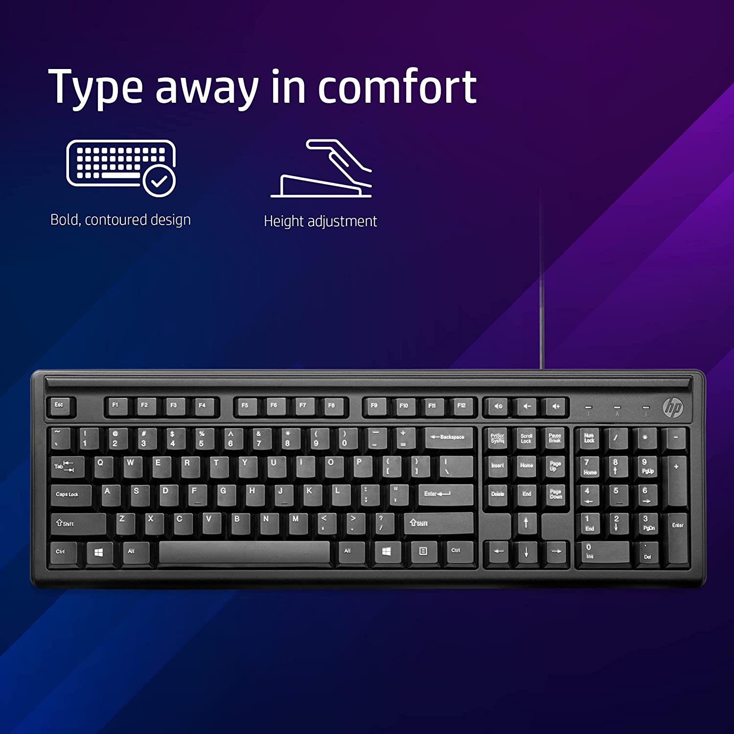 HP 100 Wired Keyboard with Number Pad (3 Hot Keys, Black)_9