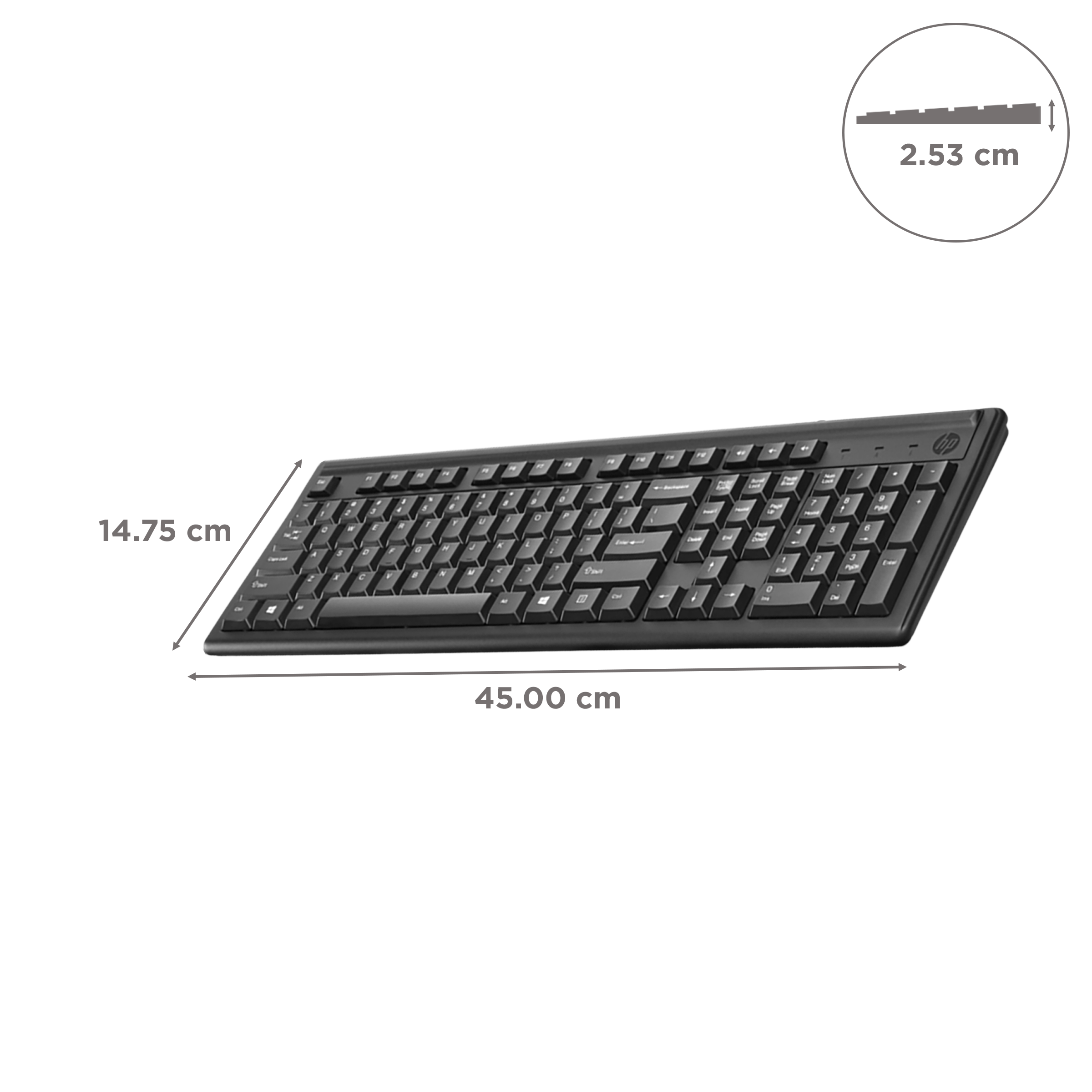 HP 100 Wired Keyboard with Number Pad (3 Hot Keys, Black)_3