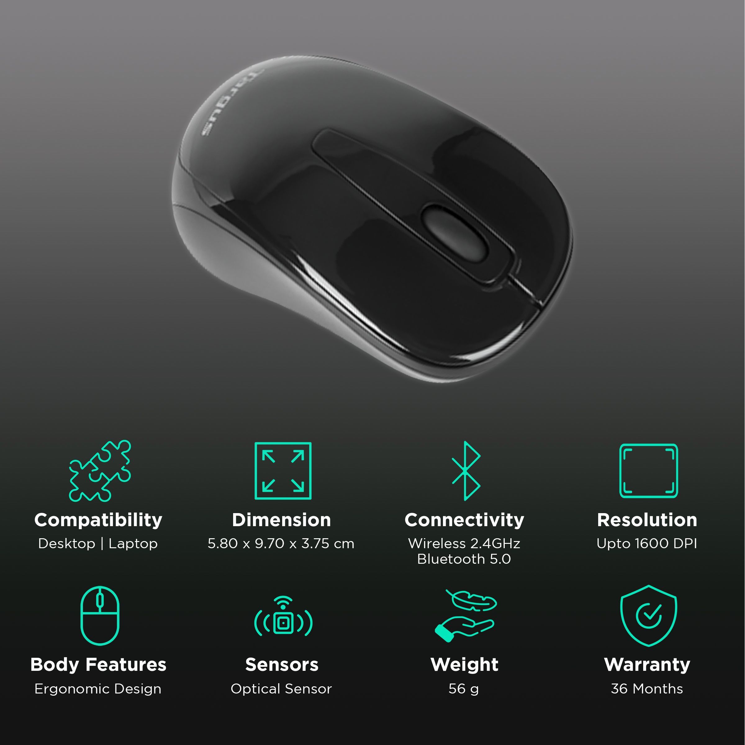 Targus AMW600AP Wireless Optical Mouse (1600 DPI, USB Receiver, Black)_2