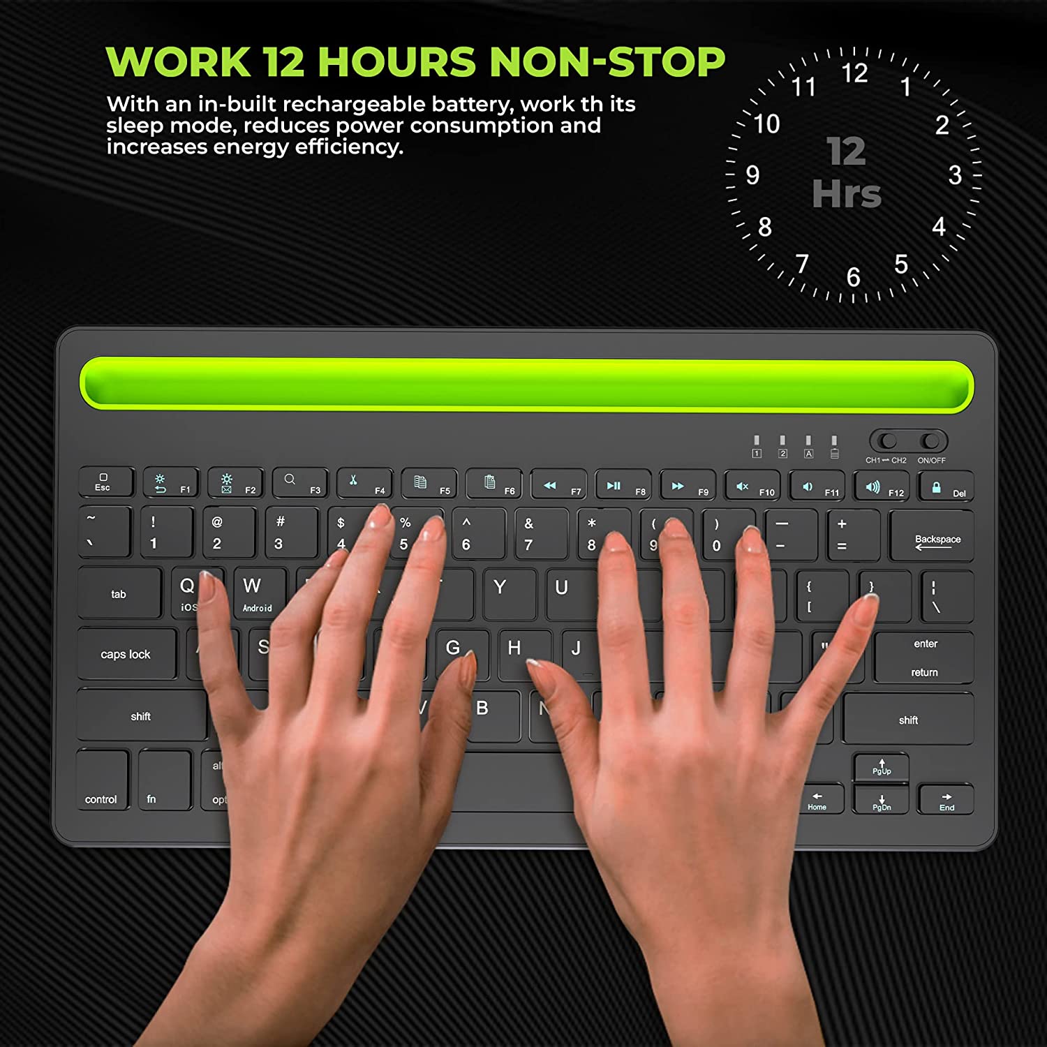 iGear iG-BK100 Rechargeable Bluetooth 3.0 Wireless Keyboard with Multi Device Connectivity (Scissor Mechanism, Black) iGear iG-BK100 Rechargeable Bluetooth 3.0 Wireless Keyboard with Multi Device Connectivity (Scissor Mechanism, Black)_5