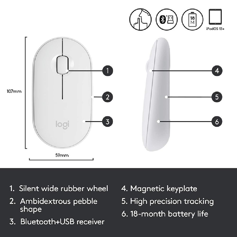 logitech Pebble Wireless Optical Mouse with Silent Click Buttons (1000 DPI, Ultra Portable, Off White) logitech Pebble Wireless Optical Mouse with Silent Click Buttons (1000 DPI, Ultra Portable, Off White)_7