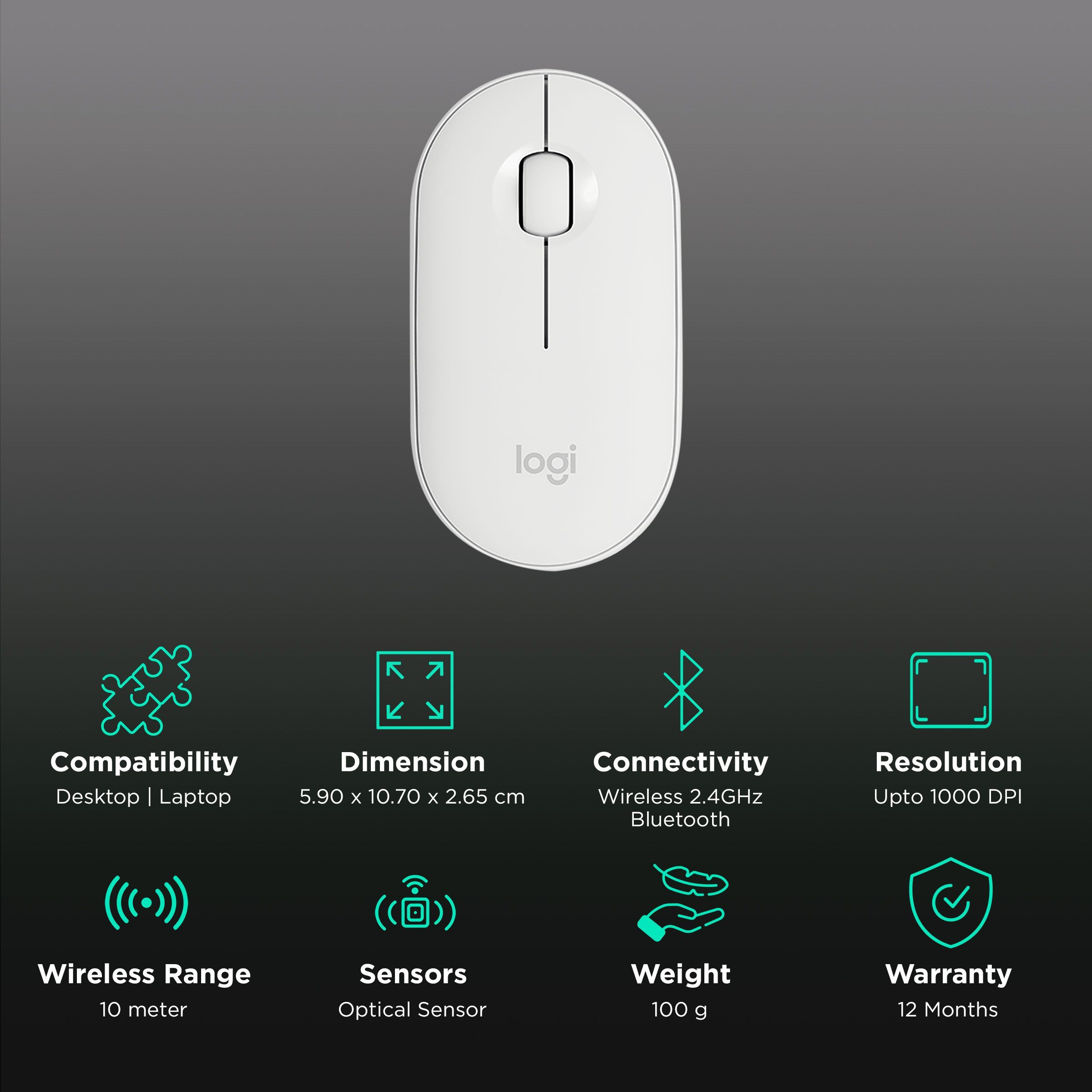 logitech Pebble Wireless Optical Mouse with Silent Click Buttons (1000 DPI, Ultra Portable, Off White) logitech Pebble Wireless Optical Mouse with Silent Click Buttons (1000 DPI, Ultra Portable, Off White)_2