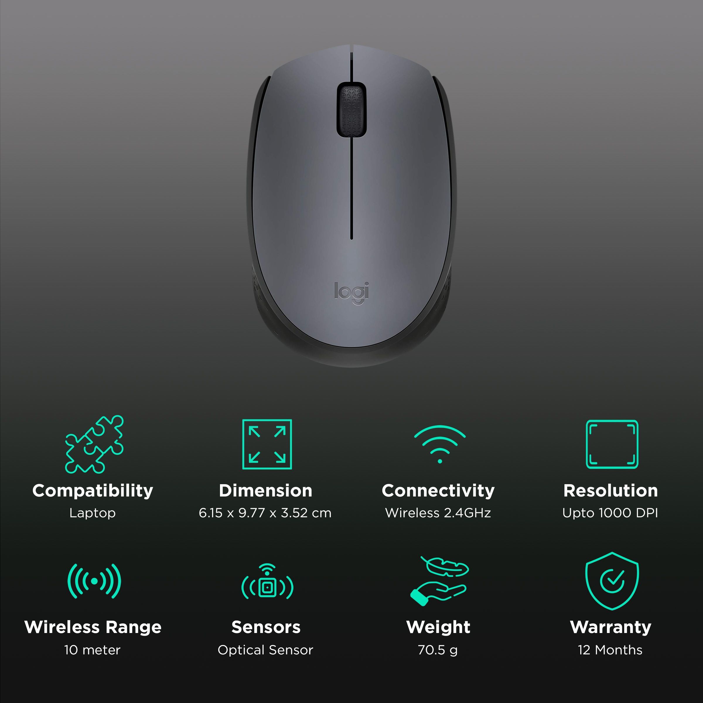 logitech M171 Wireless Optical Mouse (1000 DPI, Plug & Play, Grey/Black) logitech M171 Wireless Optical Mouse (1000 DPI, Plug & Play, Grey/Black)_2