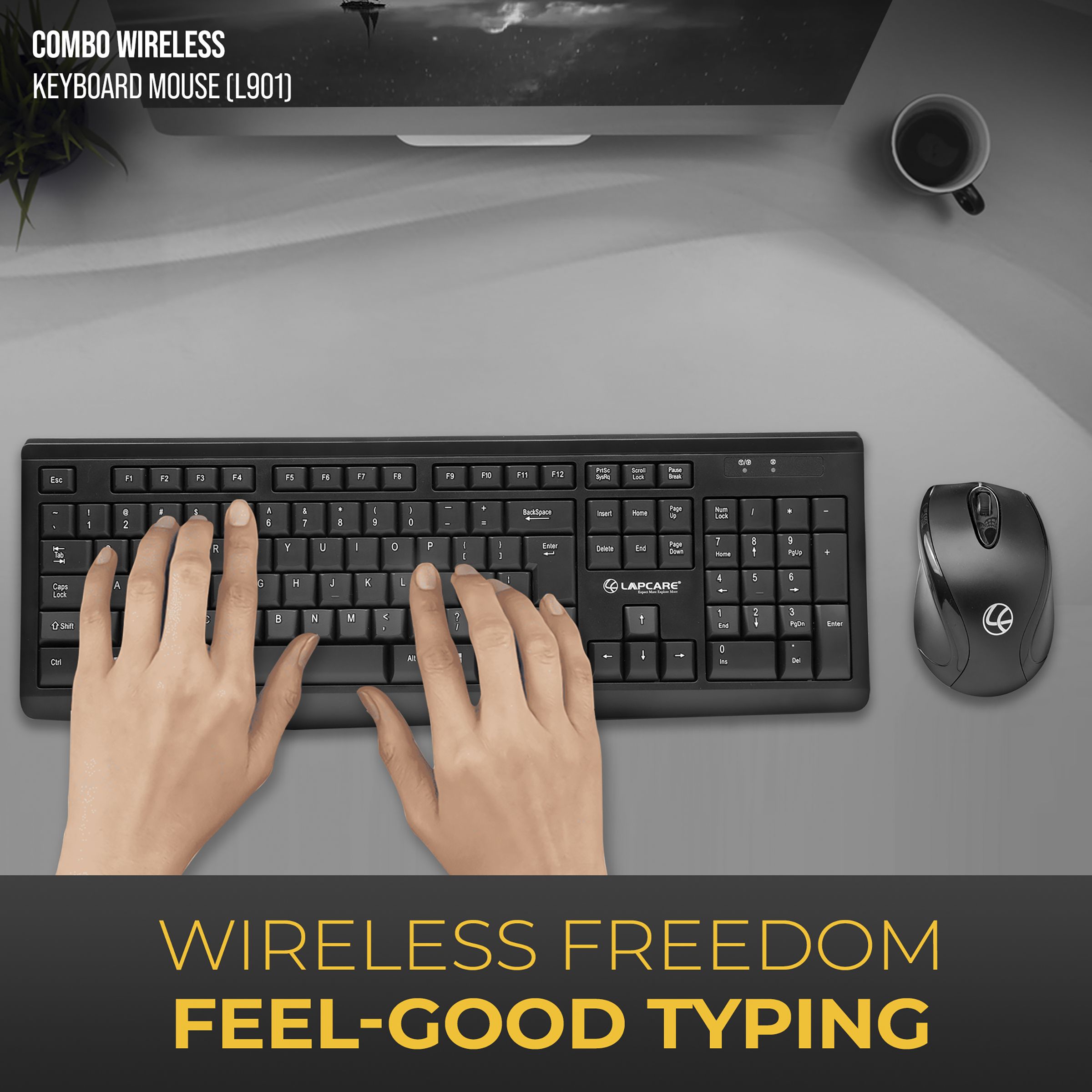 LAPCARE L901 Wireless Keyboard & Mouse Combo (1200 DPI, Spill Resistant, Black) LAPCARE L901 Wireless Keyboard & Mouse Combo (1200 DPI, Spill Resistant, Black)_3