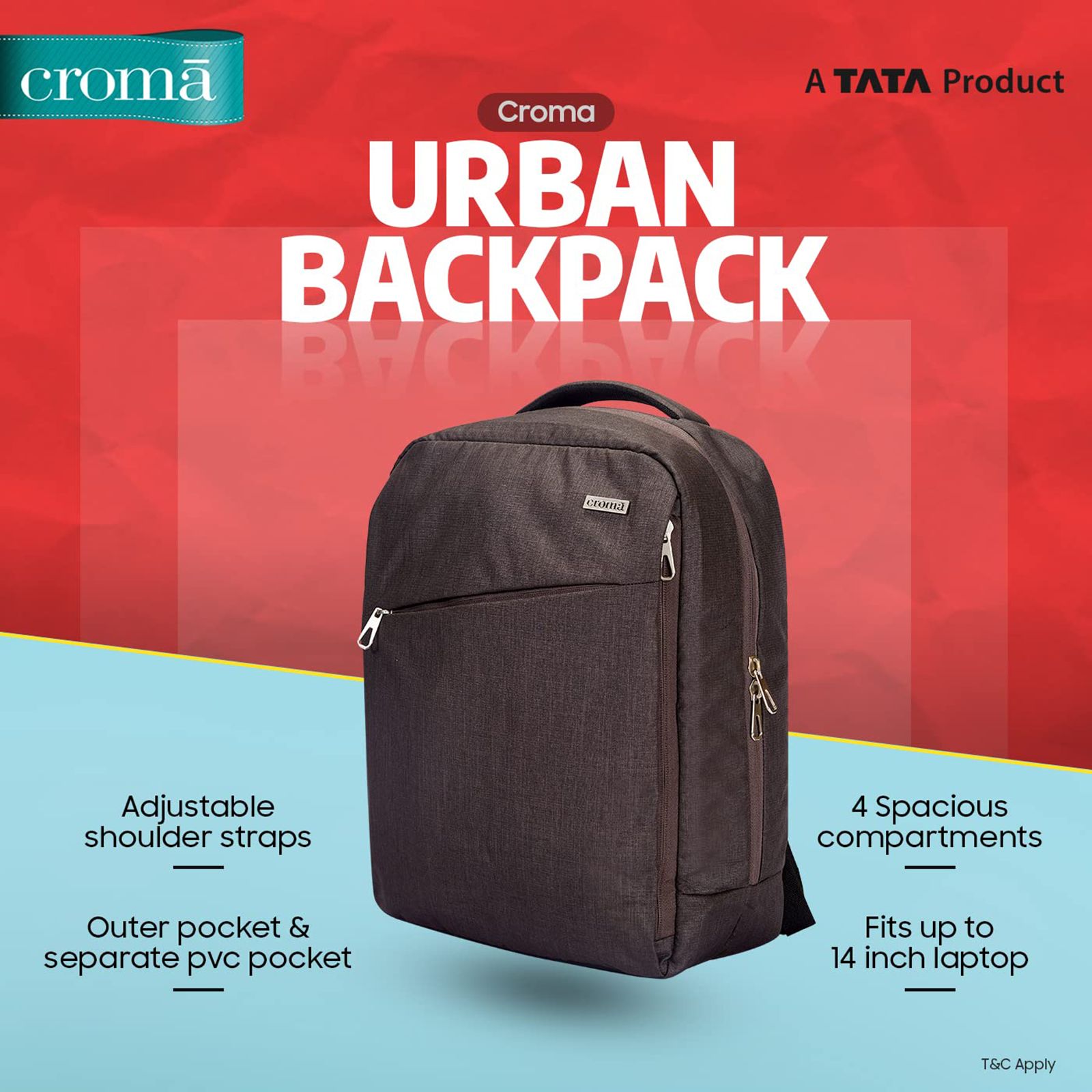 Croma Urban Polyurethane Laptop Backpack for 14 Inch Laptop (4 Storage Compartments, Mesh Grey) Croma Urban Polyurethane Laptop Backpack for 14 Inch Laptop (4 Storage Compartments, Mesh Grey)_17