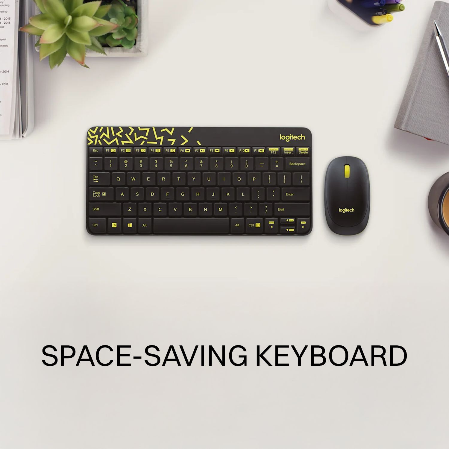 logitech MK240 2.4 GHz Wireless Keyboard & Mouse Combo (1000 DPI, Spill Resistant, Black & Chartreuse Yellow)_11