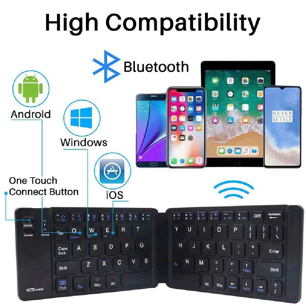 Portronics Chicklet Bluetooth Foldable Keyboard for Android, Windows Tablets & iPads (Power Saving Mode, Black)_5