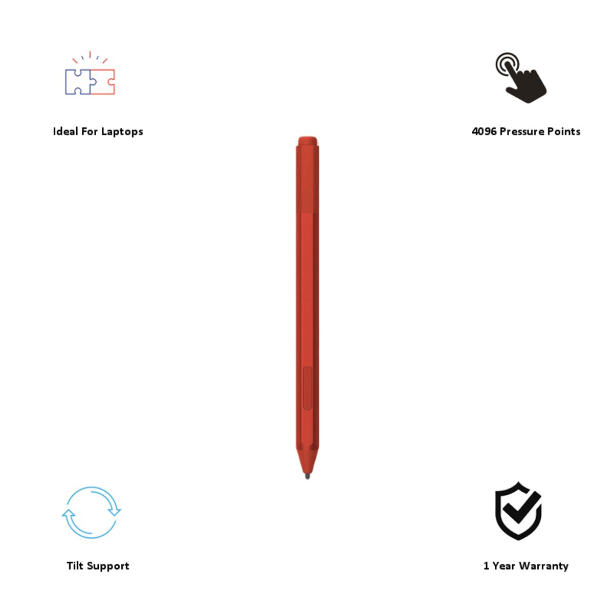 Microsoft Surface Pen For Laptop (Tilt Support, EYU-00045, Poppy Red)_3