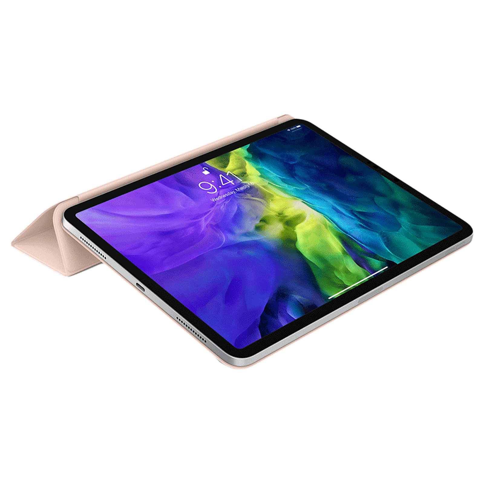 Apple Polyurethan Smart Folio Cover for Apple iPad Pro 11 Inch (1st & 2nd Gen) (Front & Back Protection, Pink Sand)_2