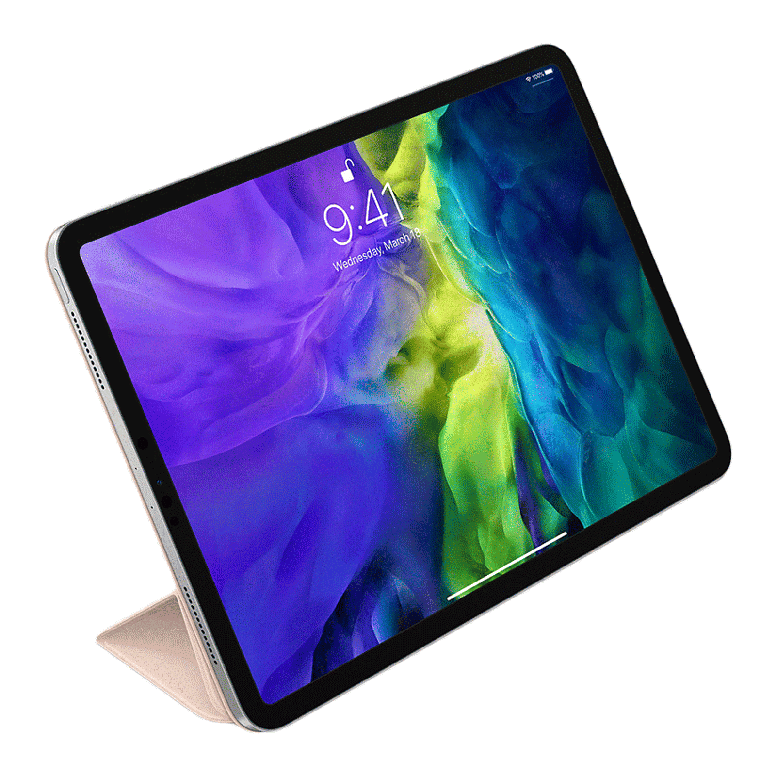 Apple Polyurethan Smart Folio Cover for Apple iPad Pro 11 Inch (1st & 2nd Gen) (Front & Back Protection, Pink Sand)_3