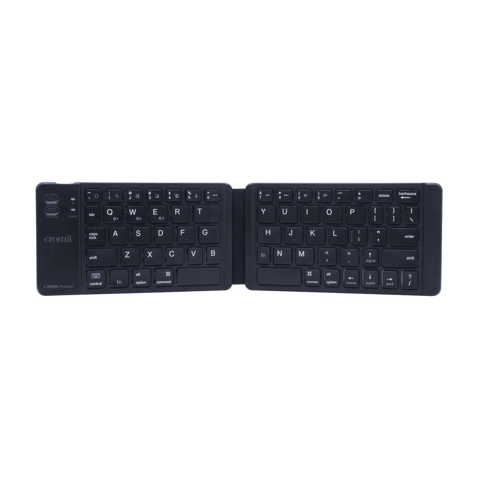 Croma Rechargeable Bluetooth 3.0 Wireless Foldable Keyboard with Multi Device Connectivity (Lightweight, Black)_9