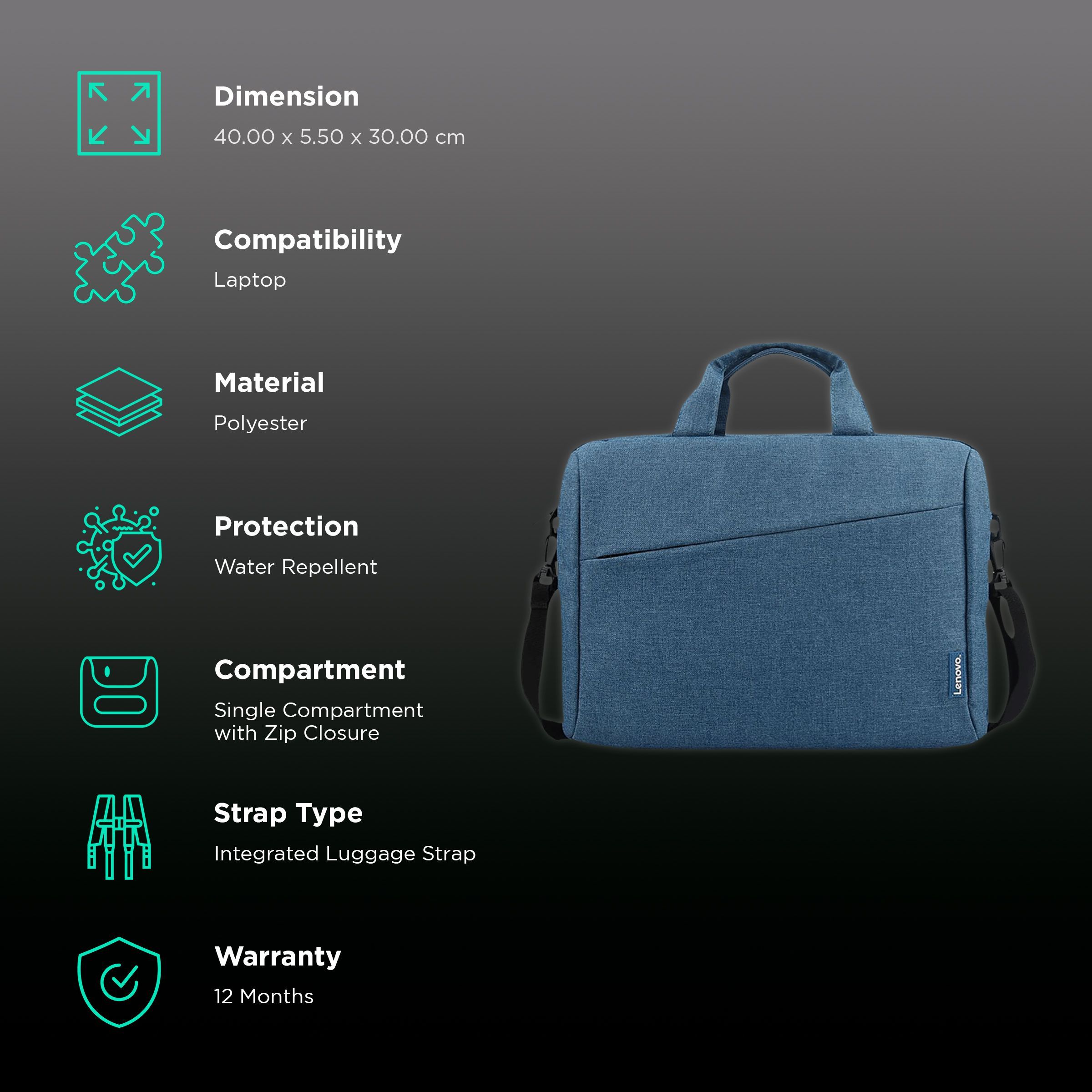 Lenovo Toploader T210 Polyester Laptop Sling Bag for 15.6 Inch Laptop (Water Repellent, Blue)_3