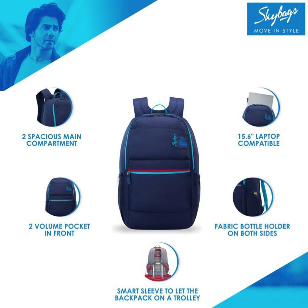 Skybags Yolo Polyester Laptop Backpack for 15.6 Inch Laptop (25 L, Water Resistant, Blue)_6