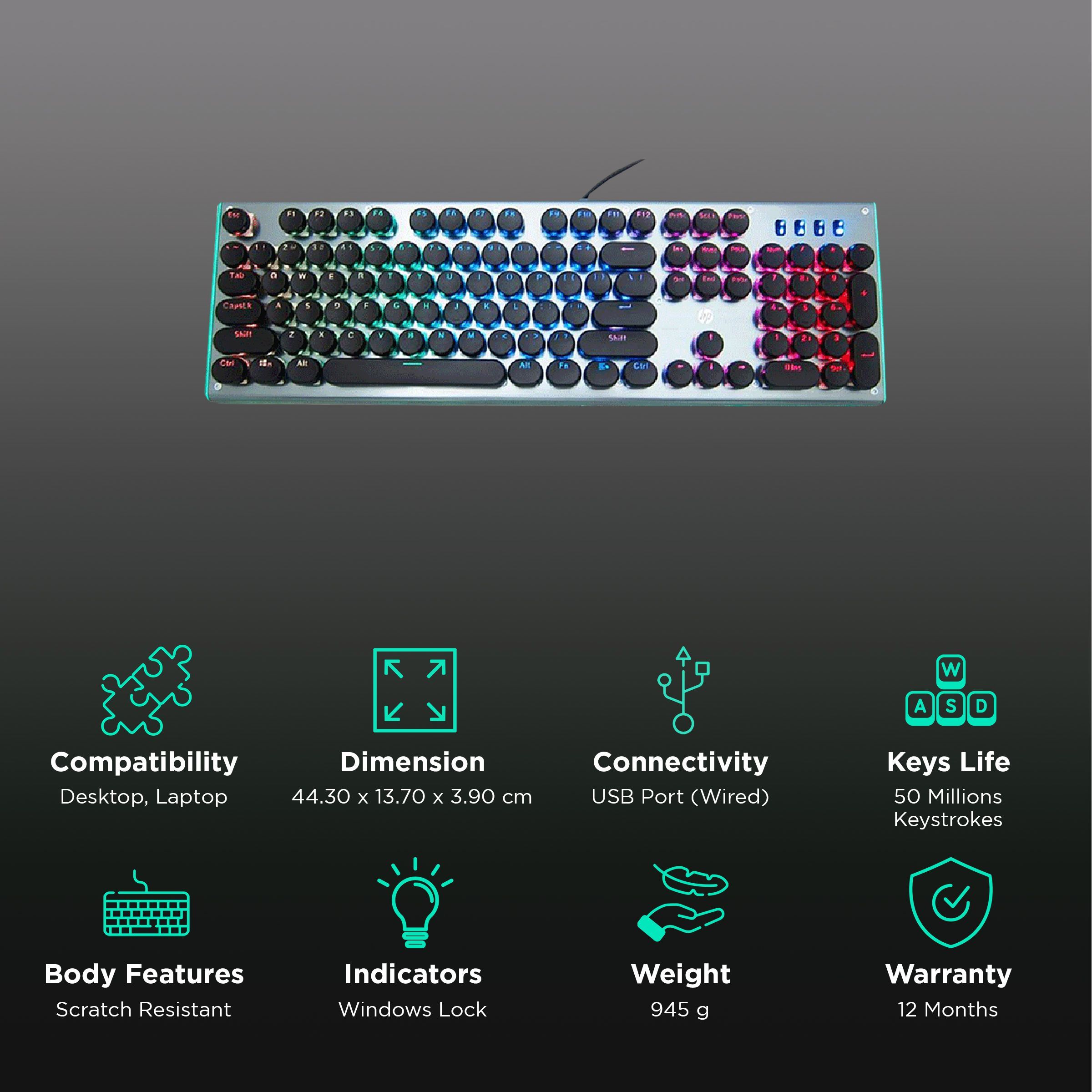 HP GK600YS Wired Gaming Keyboard with Backlit Keys (Scratch Resistant, Black) HP GK600YS Wired Gaming Keyboard with Backlit Keys (Scratch Resistant, Black)_2