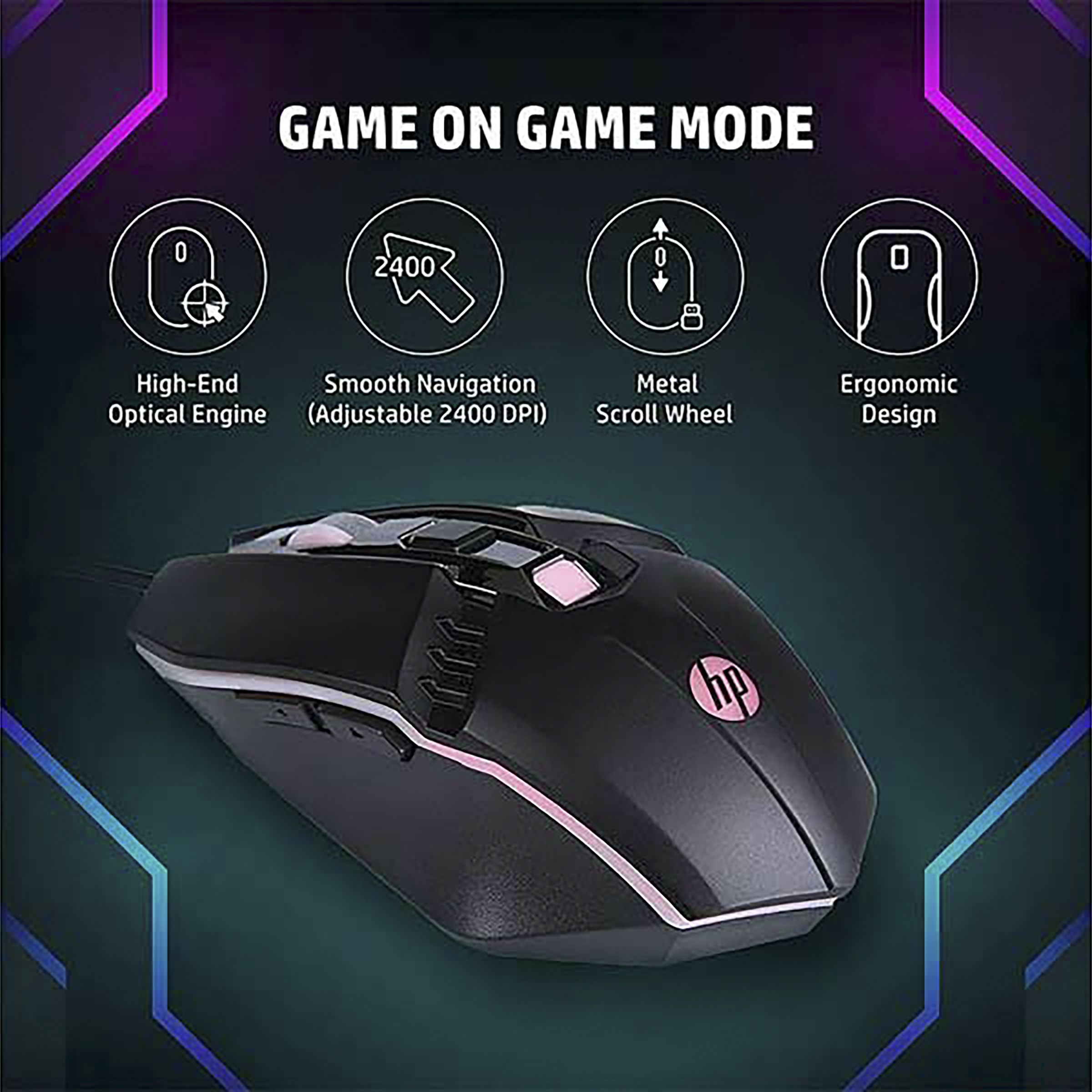 HP M270 Wired Optical Gaming Mouse with Customizable Buttons (2400 DPI, Ergonomic Design, Black) HP M270 Wired Optical Gaming Mouse with Customizable Buttons (2400 DPI, Ergonomic Design, Black)_7