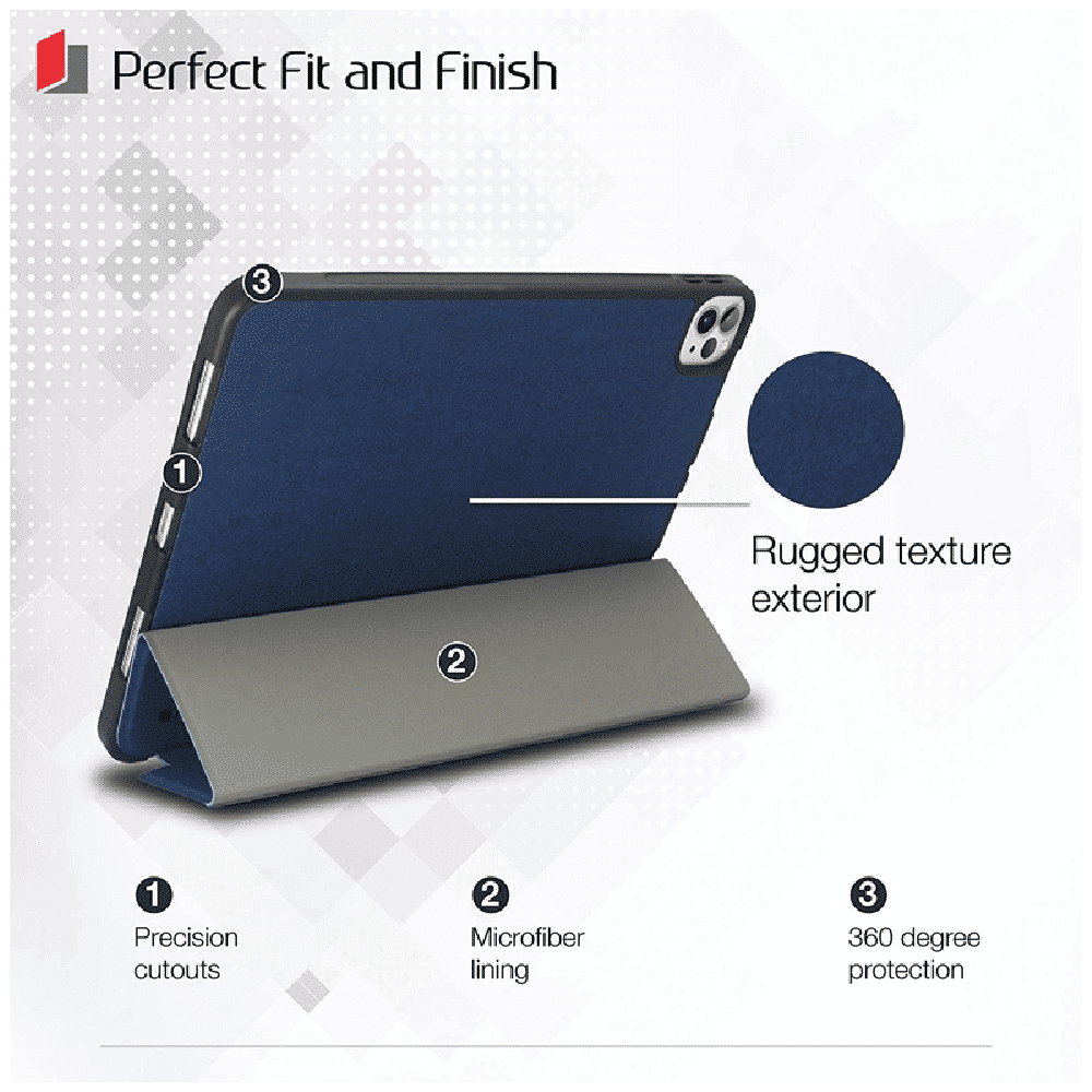 Neopack Delta Polyurethane Flip Cover for Apple iPad Pro (2nd Gen) (With Pencil Holder, Midnight Blue)_3