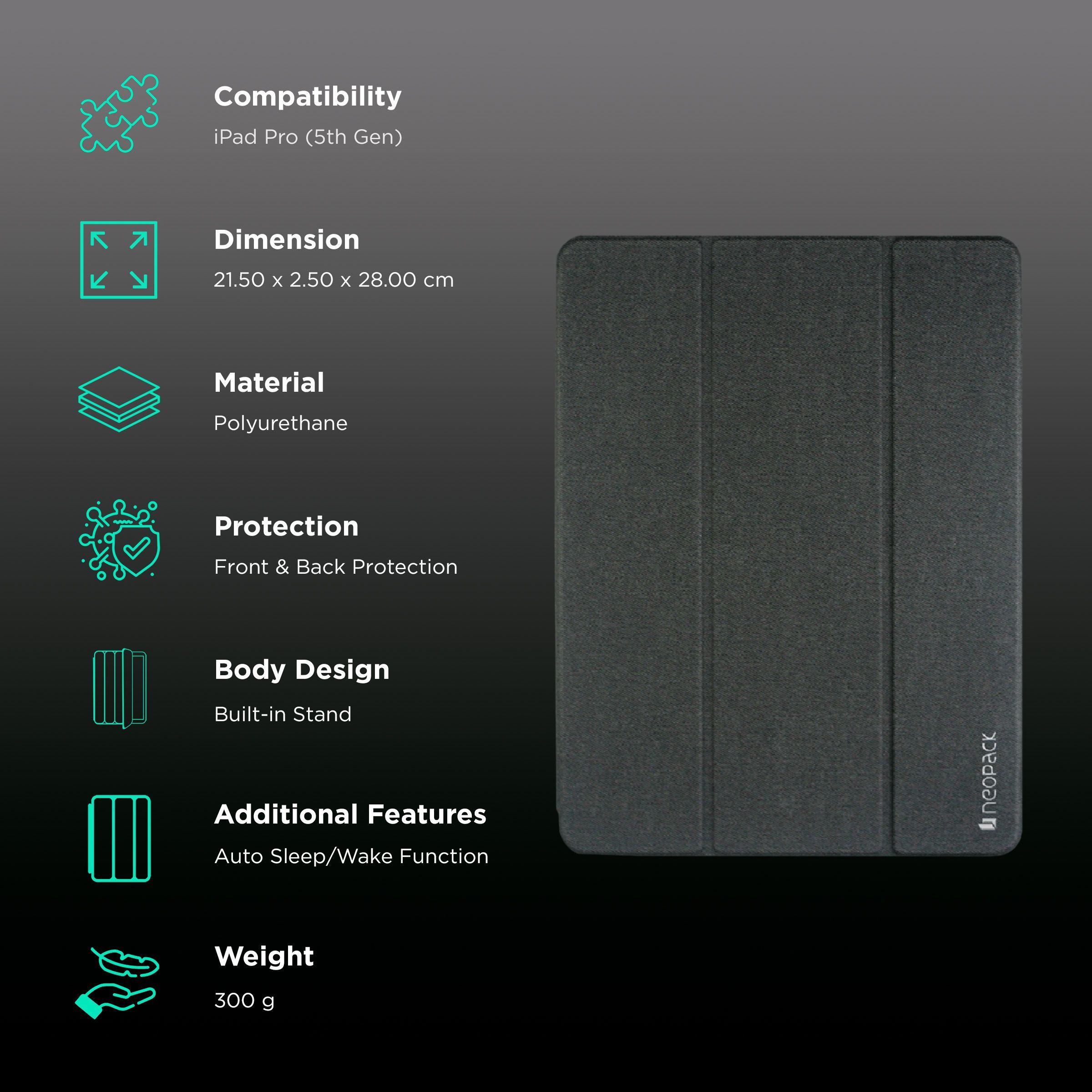 neopack Delta Polyurethane Flip Cover for Apple iPad Pro (5th Gen) (With Pencil Holder, Black) neopack Delta Polyurethane Flip Cover for Apple iPad Pro (5th Gen) (With Pencil Holder, Black)_2