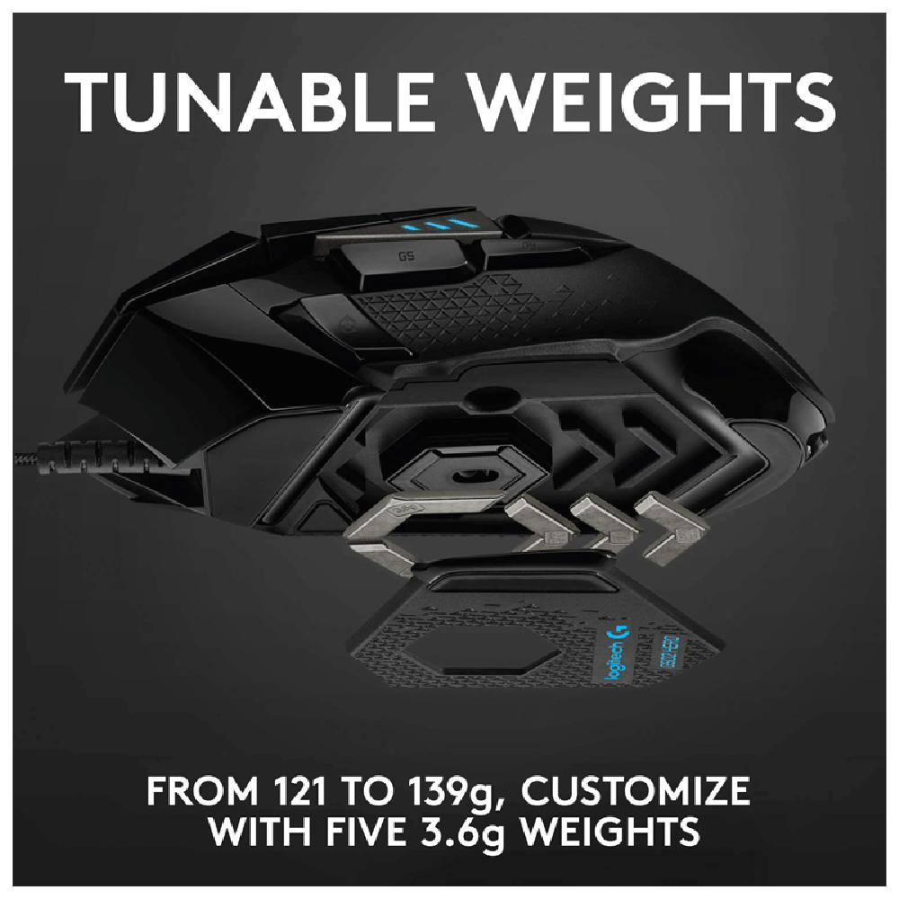 logitech G502 Hero Wired Optical Gaming Mouse (25600 DPI Adjustable, Lightsync RGB, Black)_3