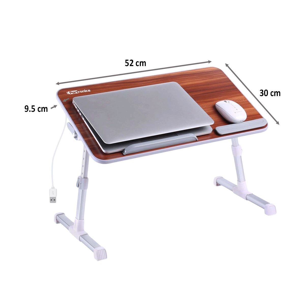 PORTRONICS My Buddy Plus Portable Laptop Stand (USB 2.0 Connector, POR-895, Brown)_2