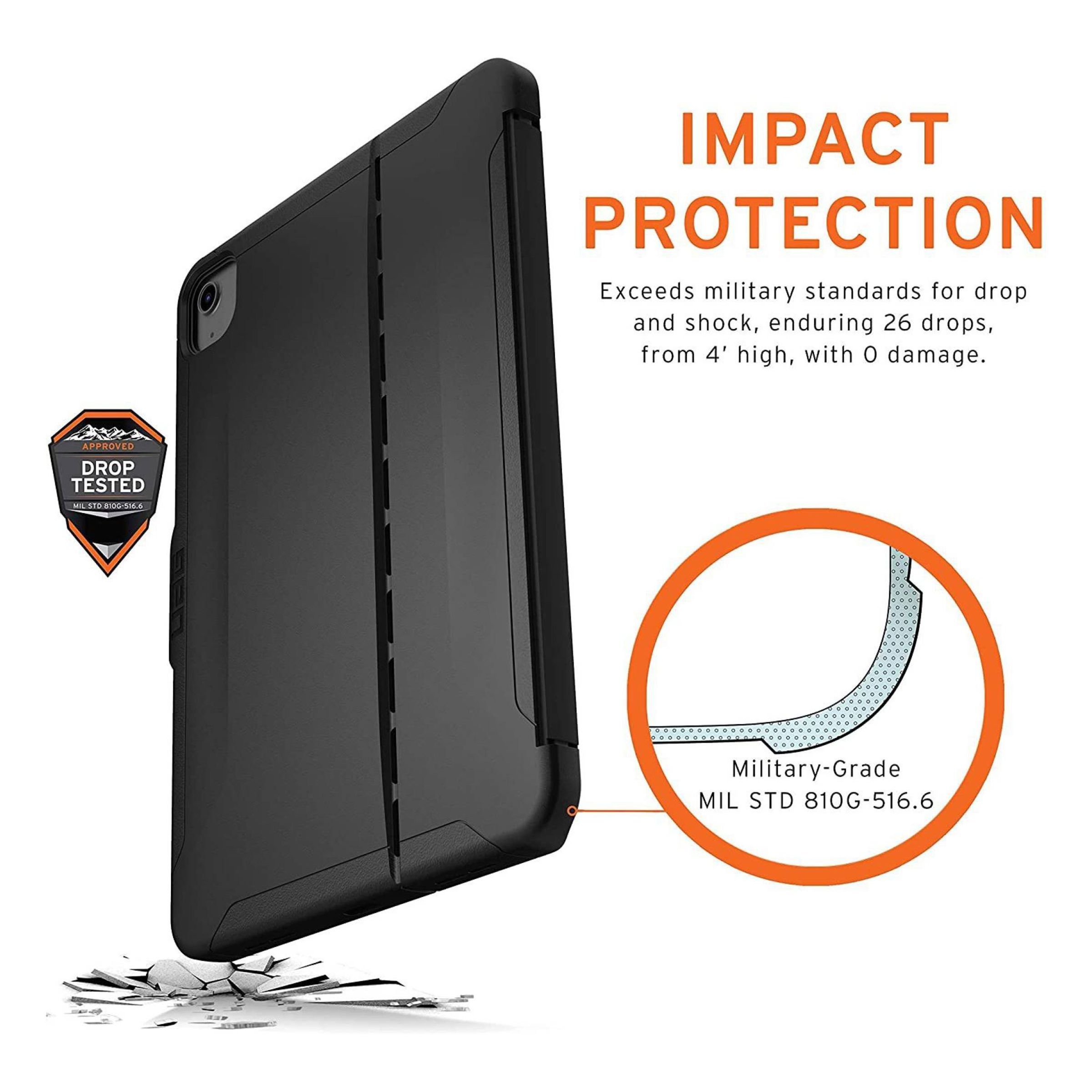 UAG Scout Series Polyurethane, TPU Flip Cover for Apple iPad Air 10.9 Inch (4th Gen) (Feather-Light Composite Construction, Black)_5