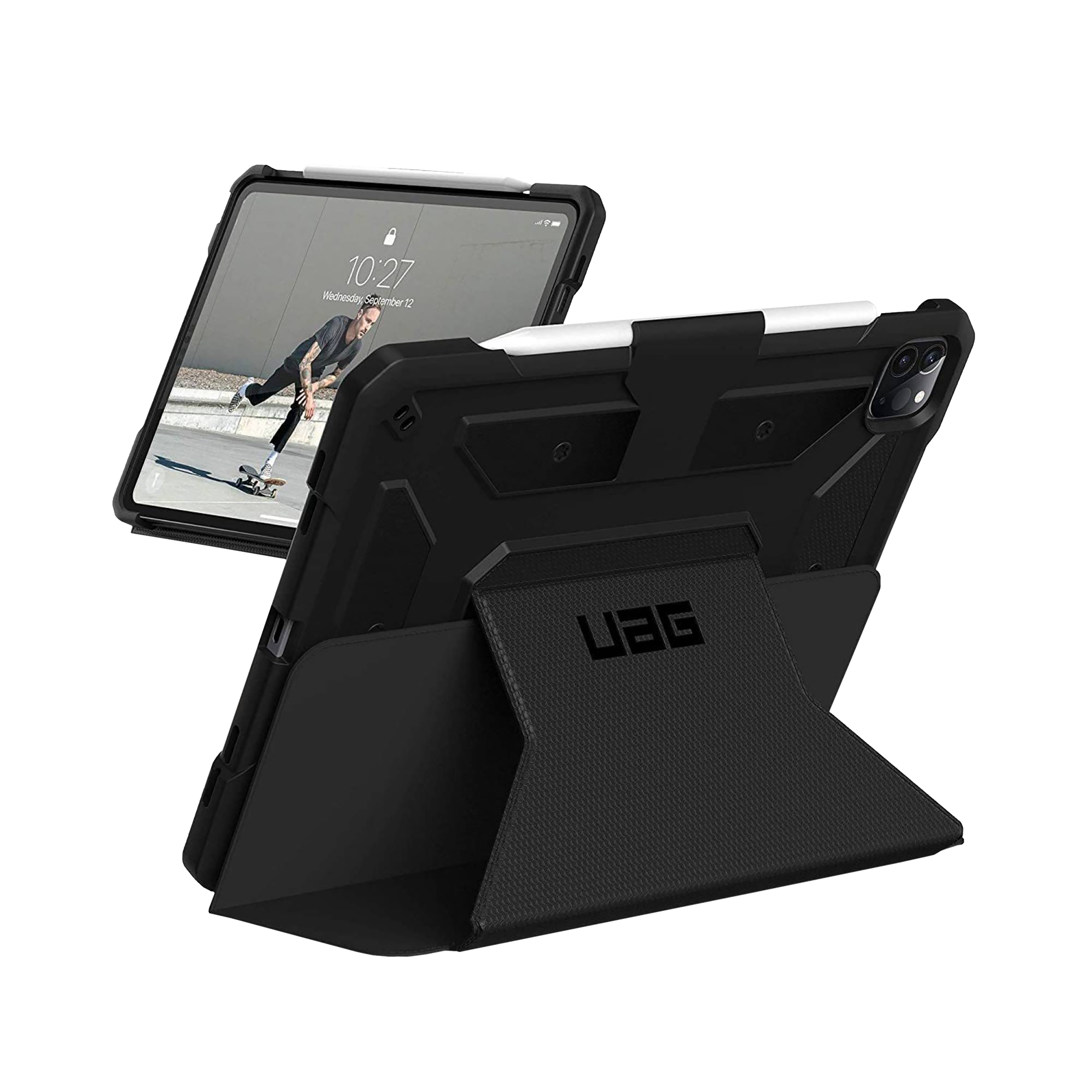 UAG Metropolis Series Polyurethane, TPU Flip Cover for Apple iPad Pro 12.9 Inch (4th Gen) (Feather-Light Composite Construction, Black)_15