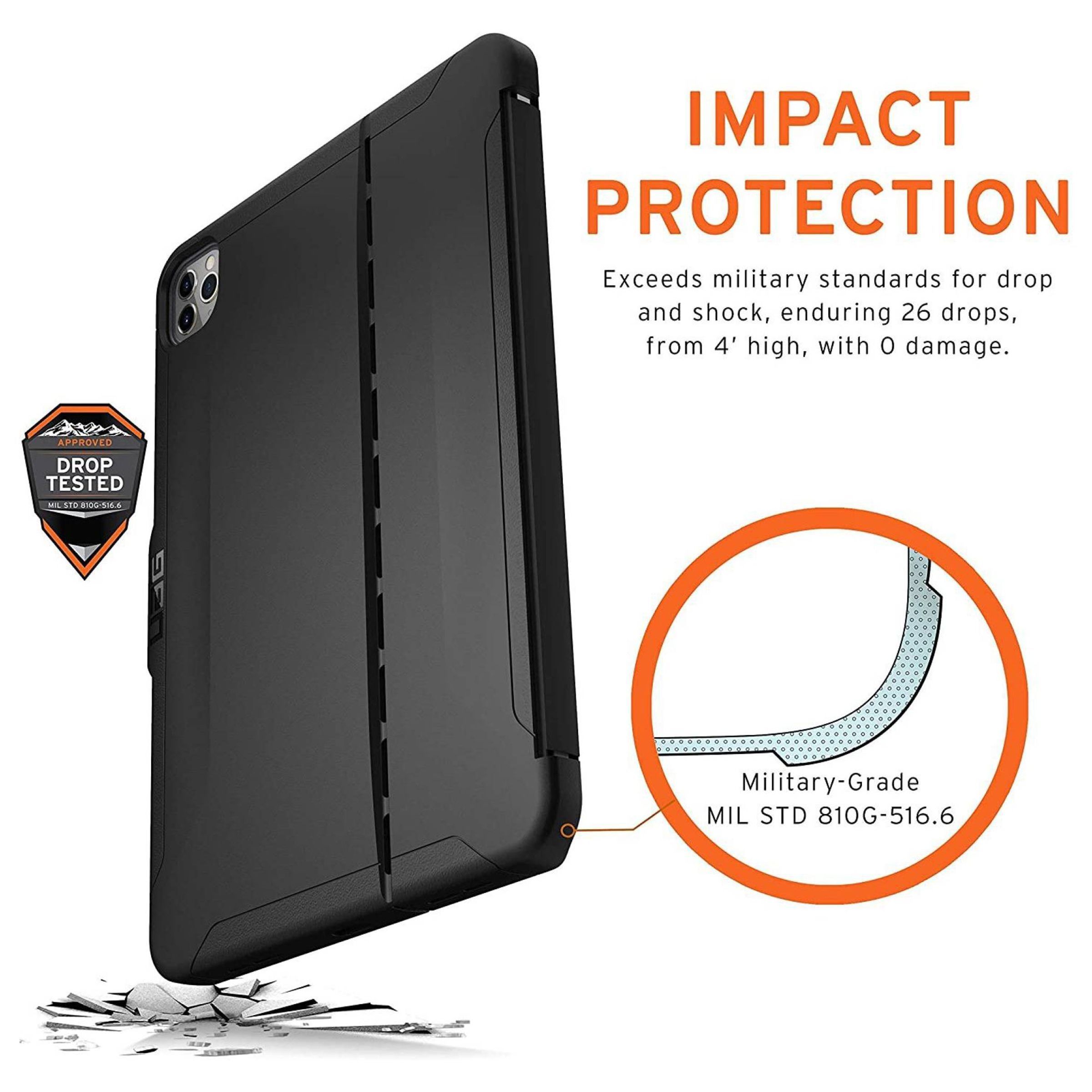 UAG Scout Series Polyurethane, TPU Flip Cover for Apple iPad Pro 12.9 Inch (4th Gen) (Feather-Light Composite Construction, Black)_7