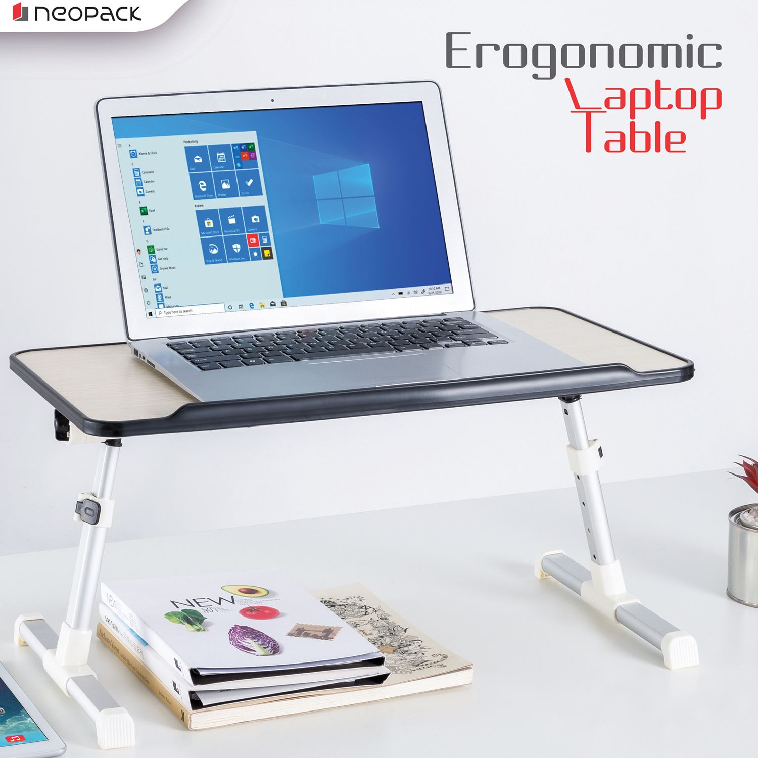 neopack Ergonomic Laptop Table For 13-16 inch Laptops (Multiple Levels Height Adjustment, ELTBR, Beige)_9
