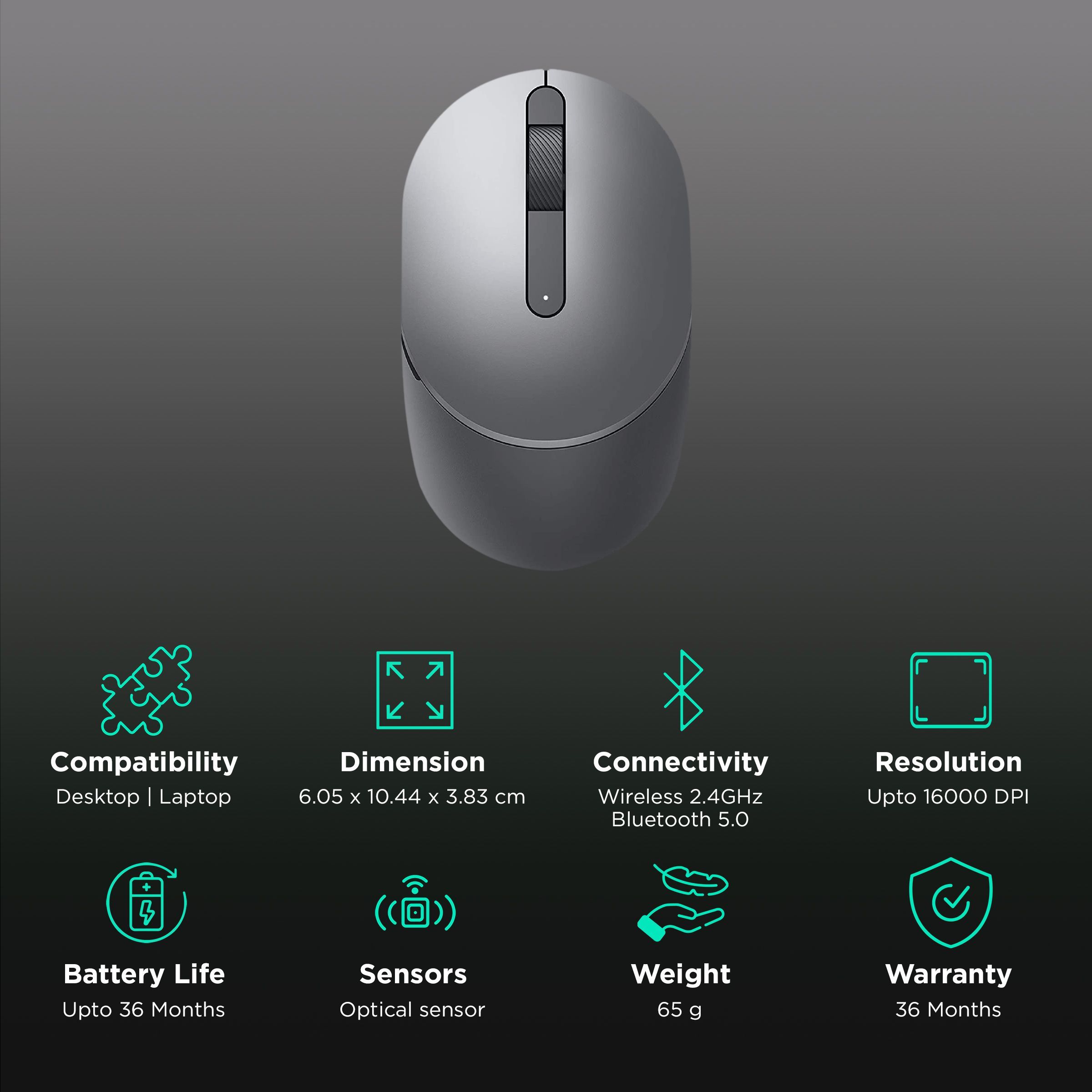 DELL Mobile Wireless Optical Mouse (1600 dpi, Easy Pairing, Titan Gray)_2