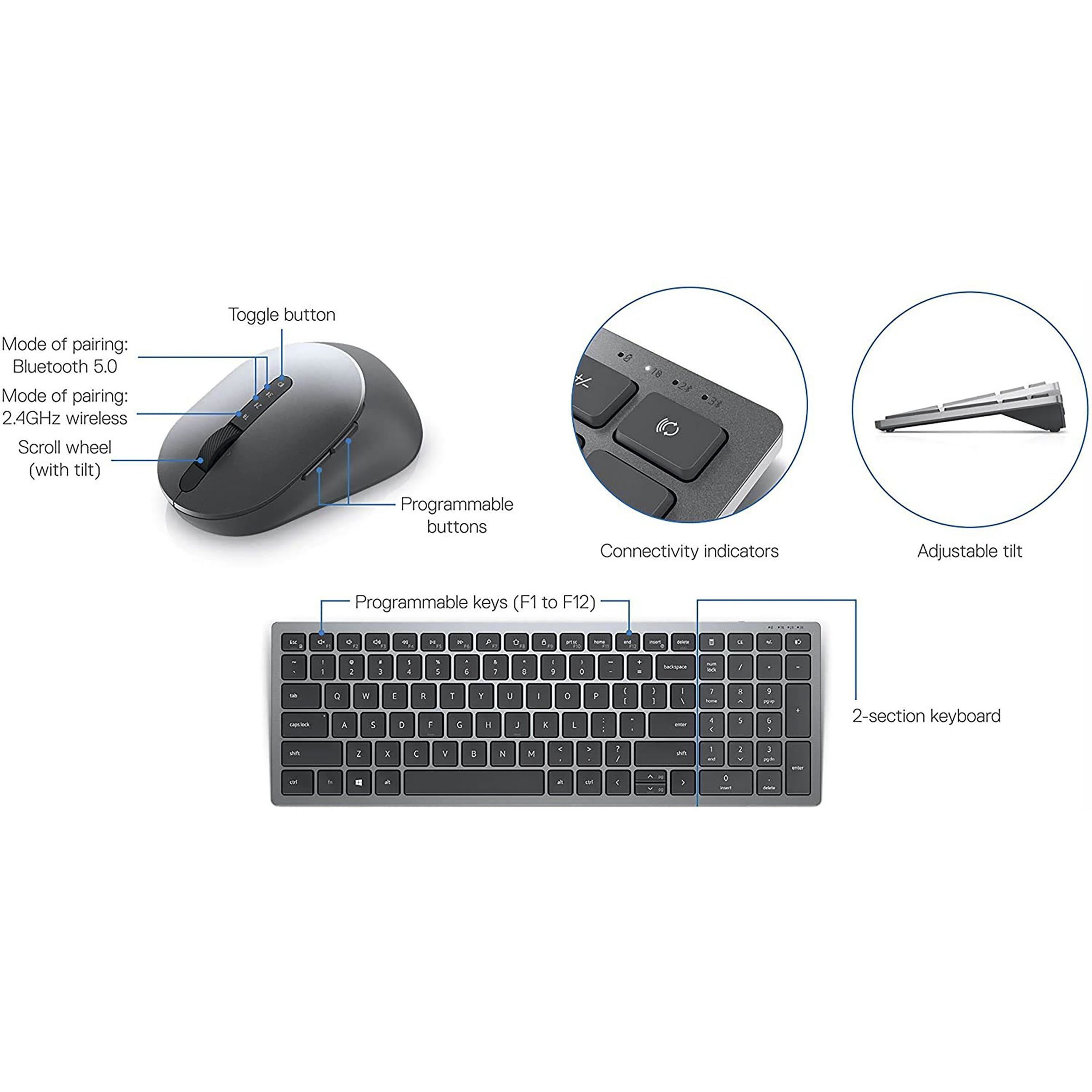 DELL KM7120W Wireless Keyboard & Mouse Combo (1600 DPI, Movement Detection Technology, Titan Grey) DELL KM7120W Wireless Keyboard & Mouse Combo (1600 DPI, Movement Detection Technology, Titan Grey)_6