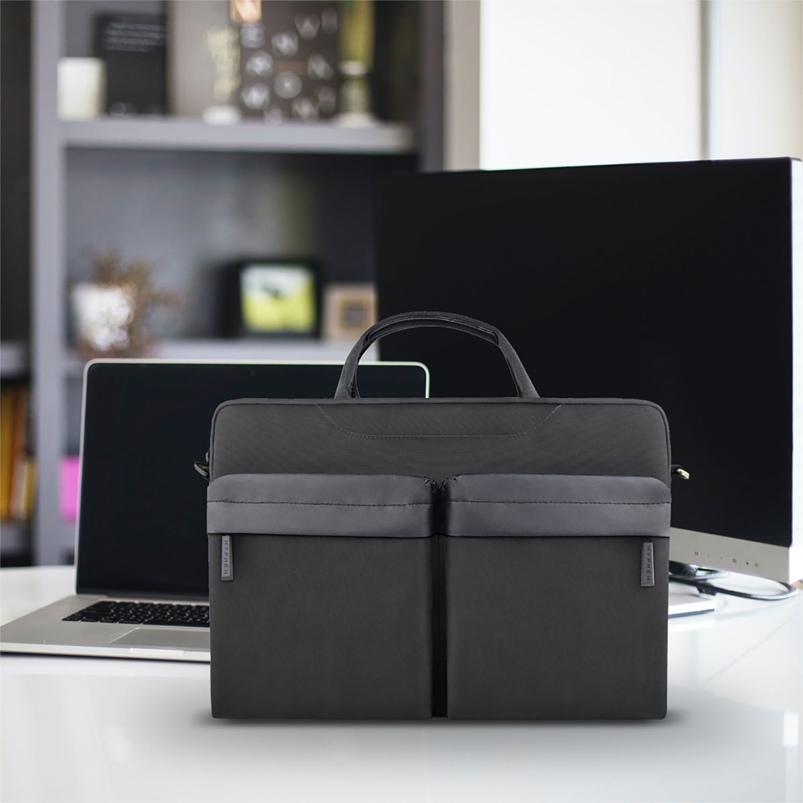 HYPHEN ESSE 701 Fabric, Polyester Laptop Sling Bag for 14 & 16 Inch Laptop (Scratch Resistant, Black)_8
